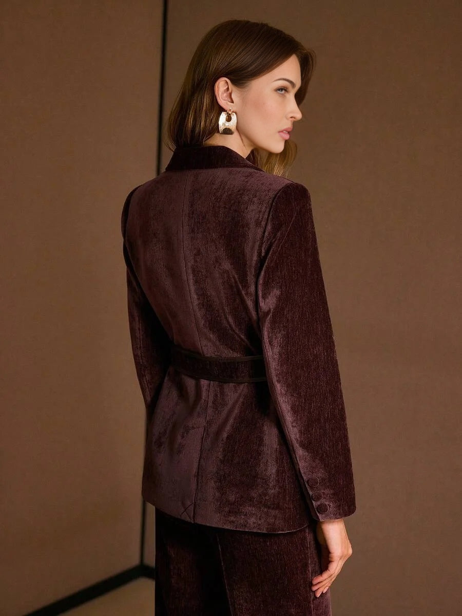 PREMIUM CONTRAST PU LEATHER BLAZER