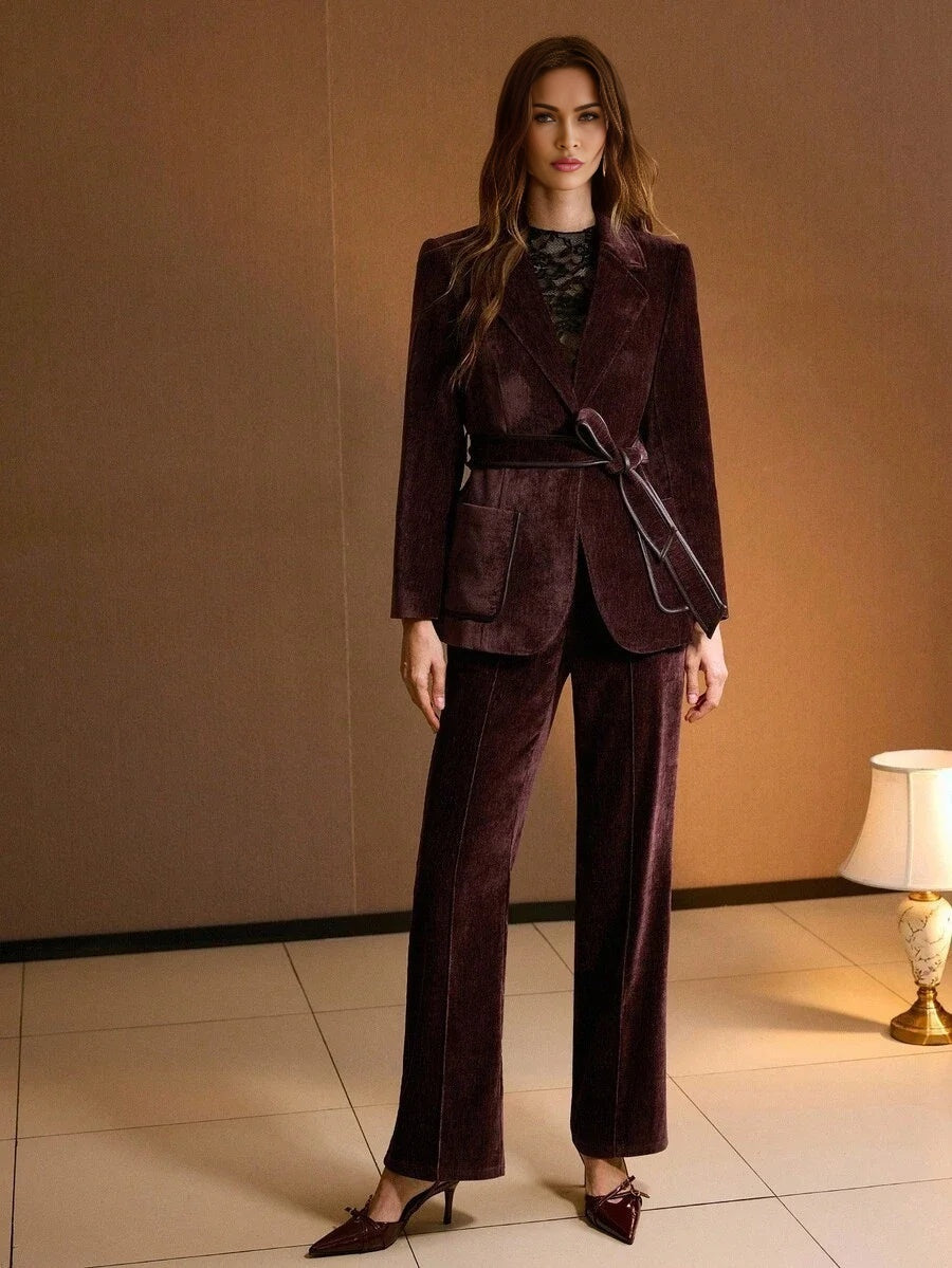 PREMIUM CONTRAST PU LEATHER BLAZER