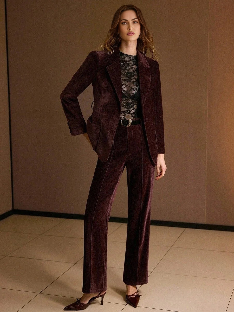 PREMIUM CONTRAST PU LEATHER BLAZER