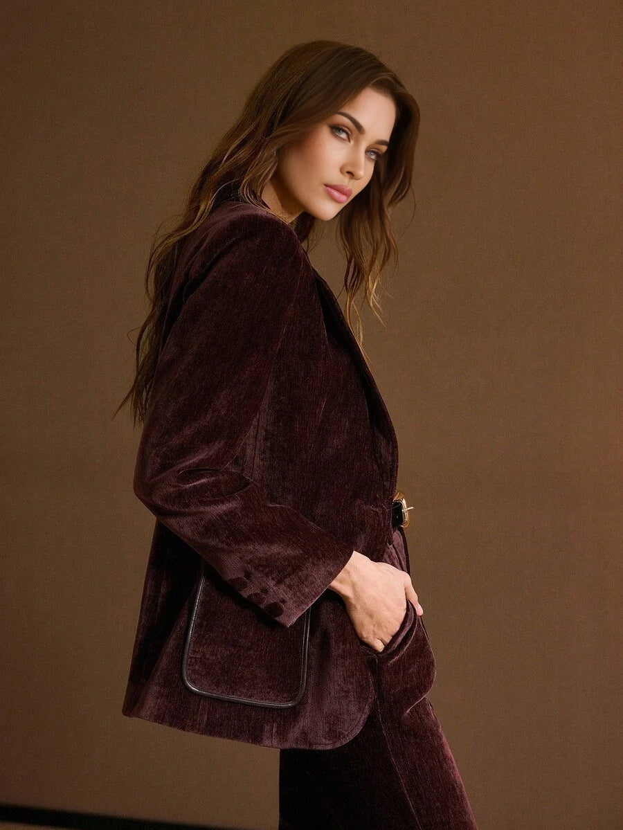 PREMIUM CONTRAST PU LEATHER BLAZER