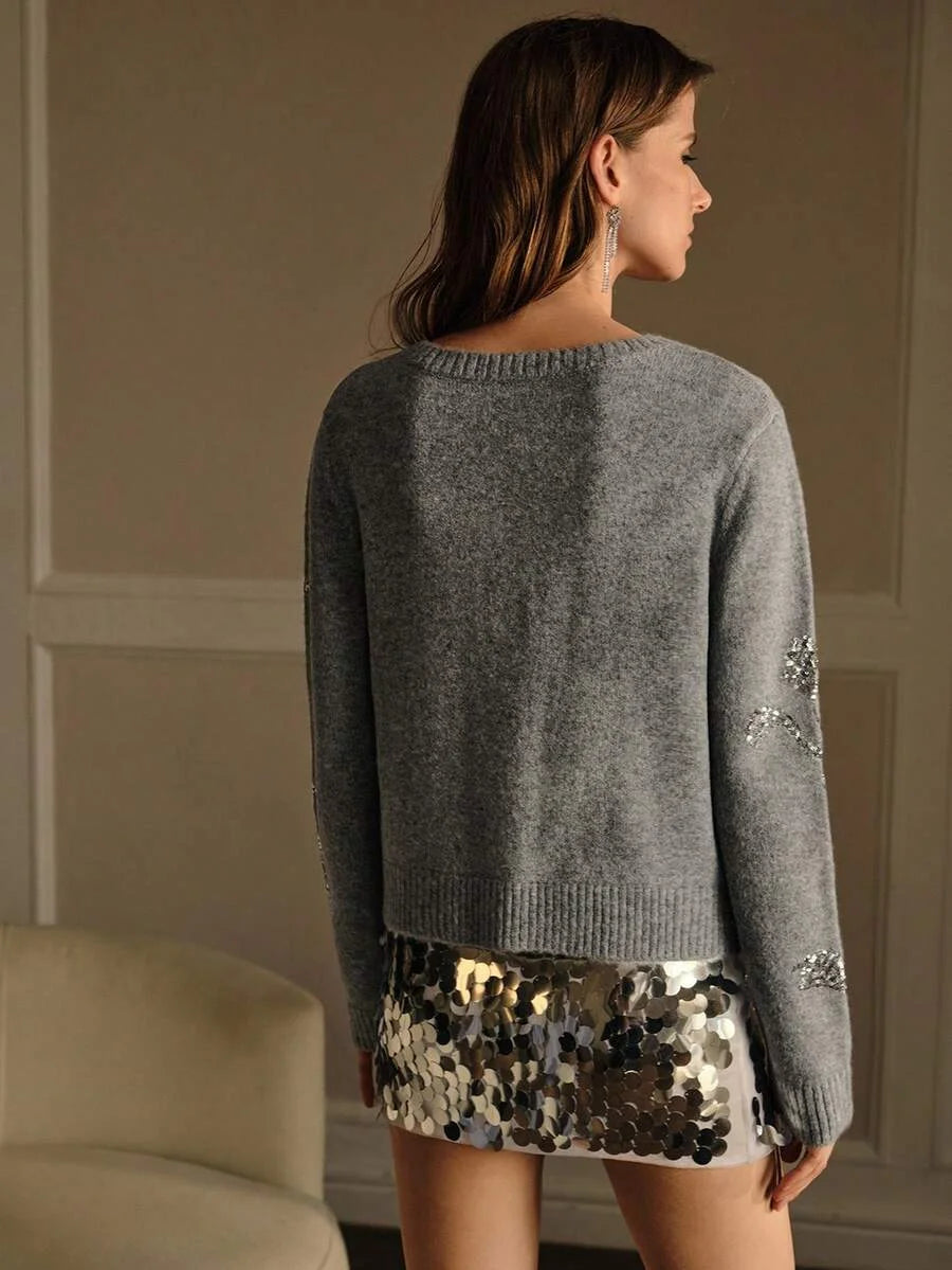 PREMIUM CONTRAST SEQUIN BUTTON UP CARDIGAN