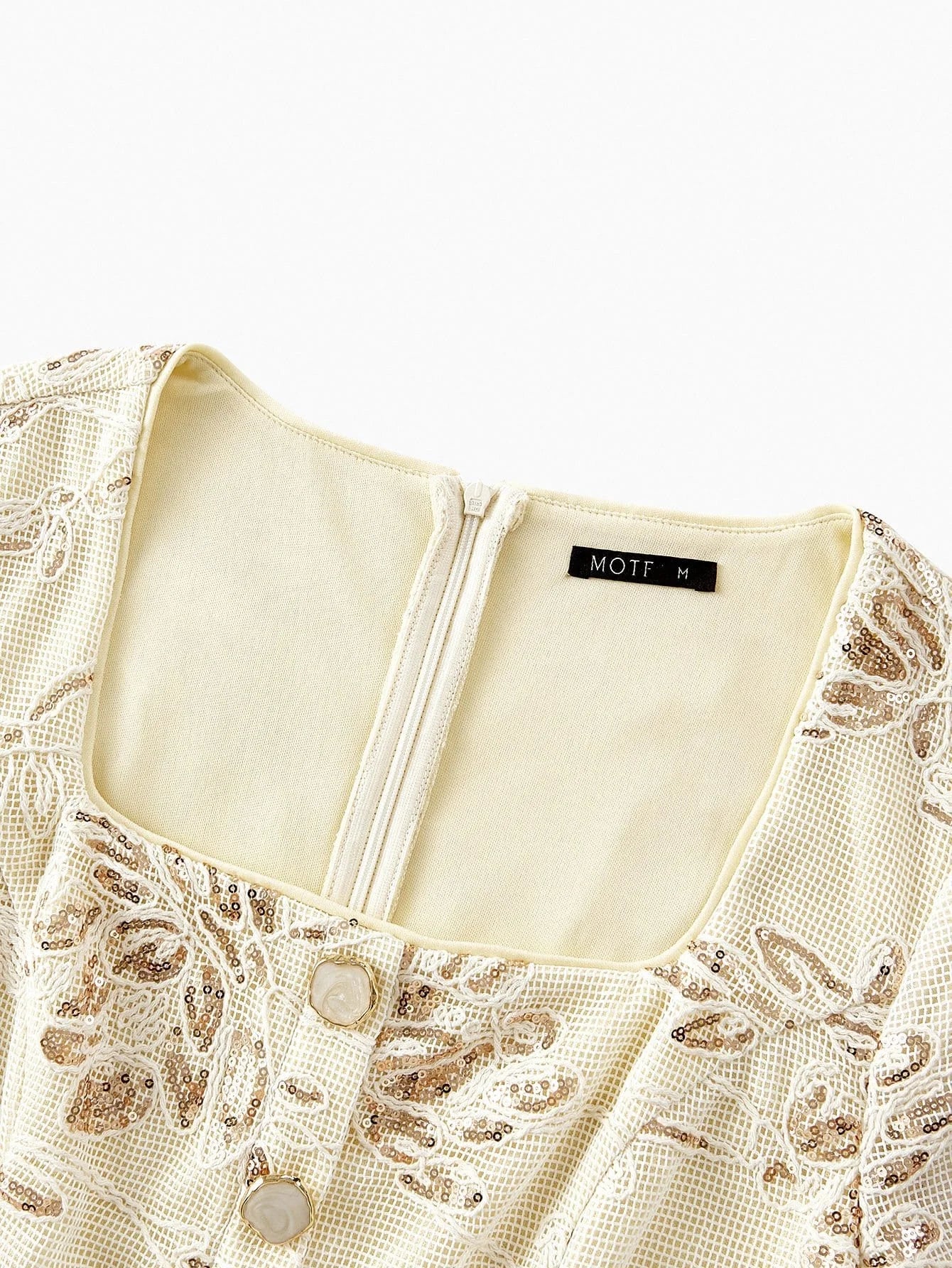 PREMIUM CONTRAST SEQUIN EMBROIDERY FLOWY DRESS