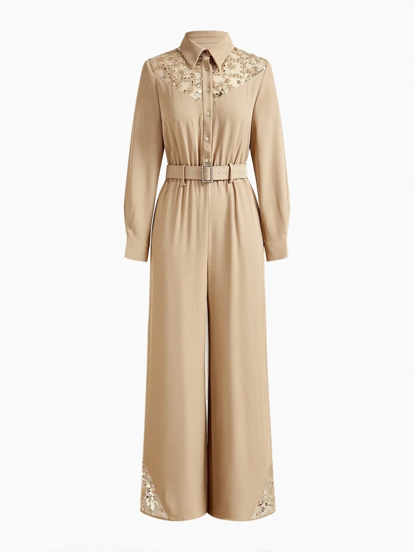 PREMIUM CONTRAST SEQUIN EMBROIDERY JUMPSUIT