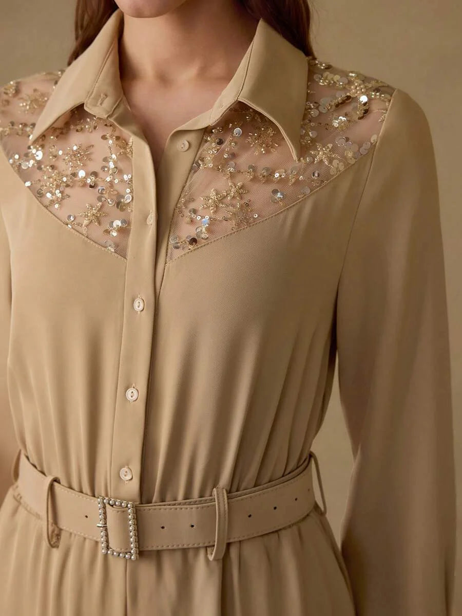 PREMIUM CONTRAST SEQUIN EMBROIDERY JUMPSUIT