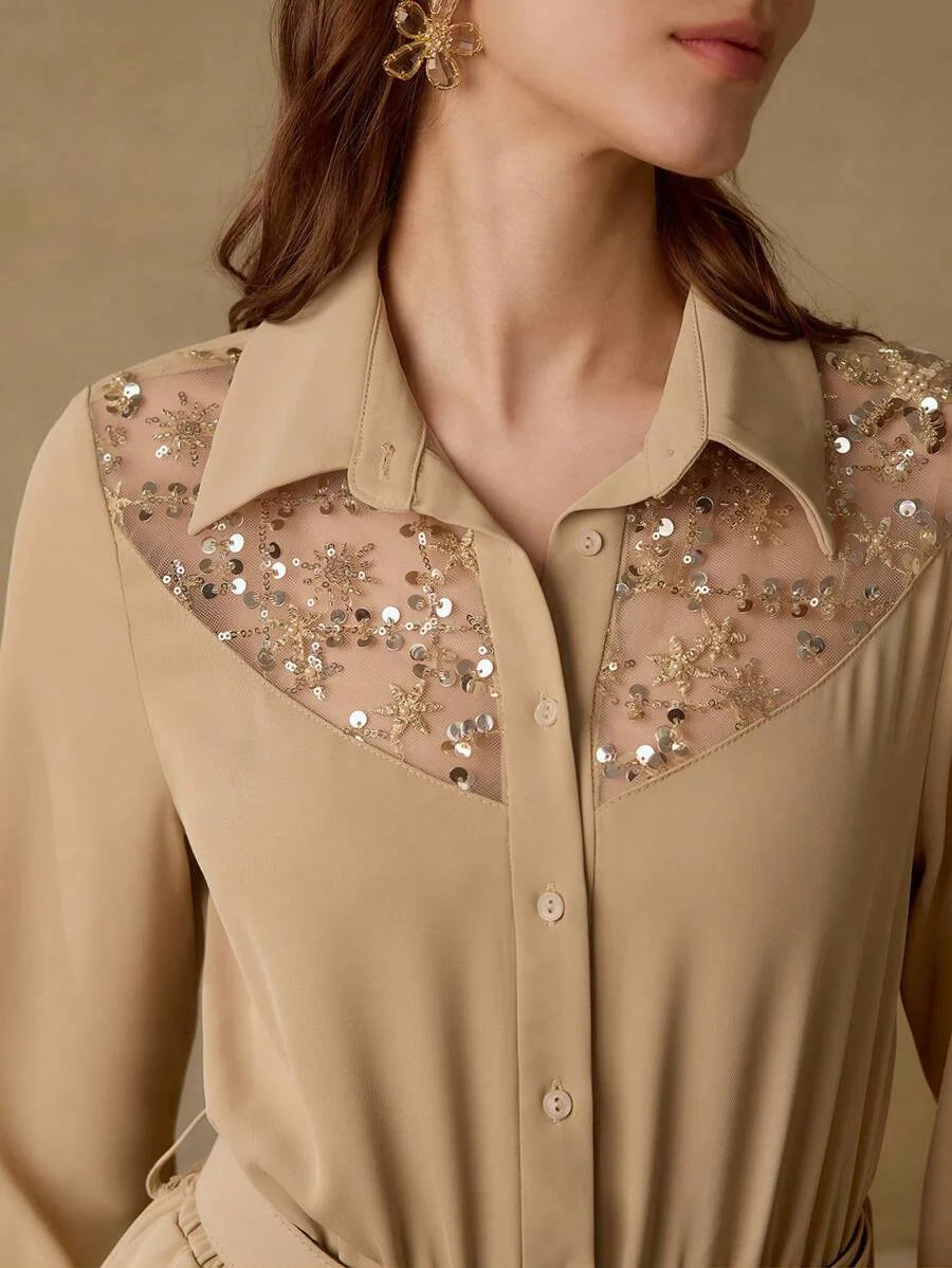 PREMIUM CONTRAST SEQUIN EMBROIDERY JUMPSUIT