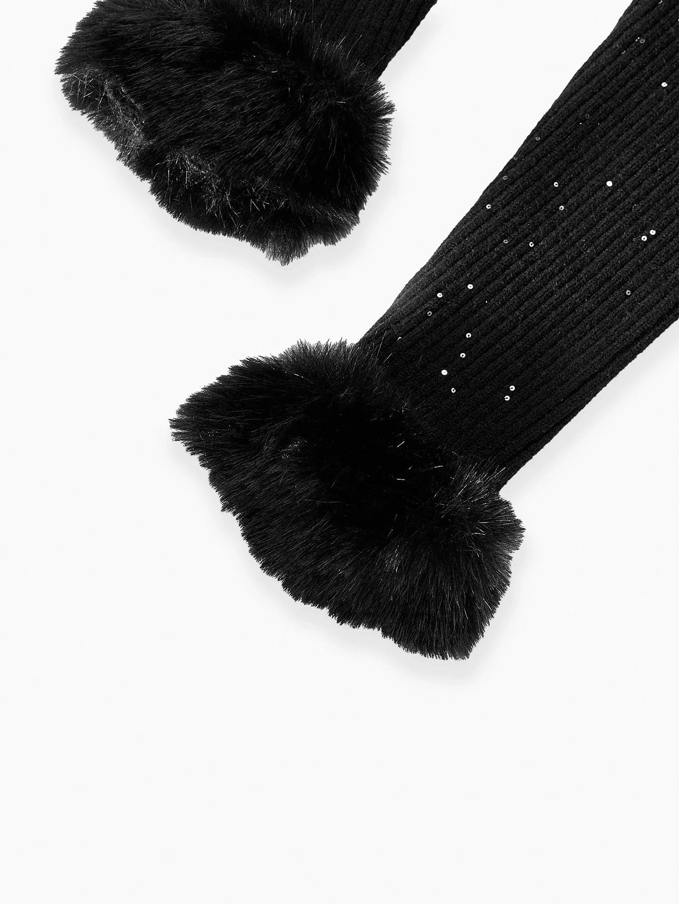 PREMIUM CONTRAST SEQUIN FAUX FUR TRIM CARDIGAN FOR AUTUMN amp WINTER