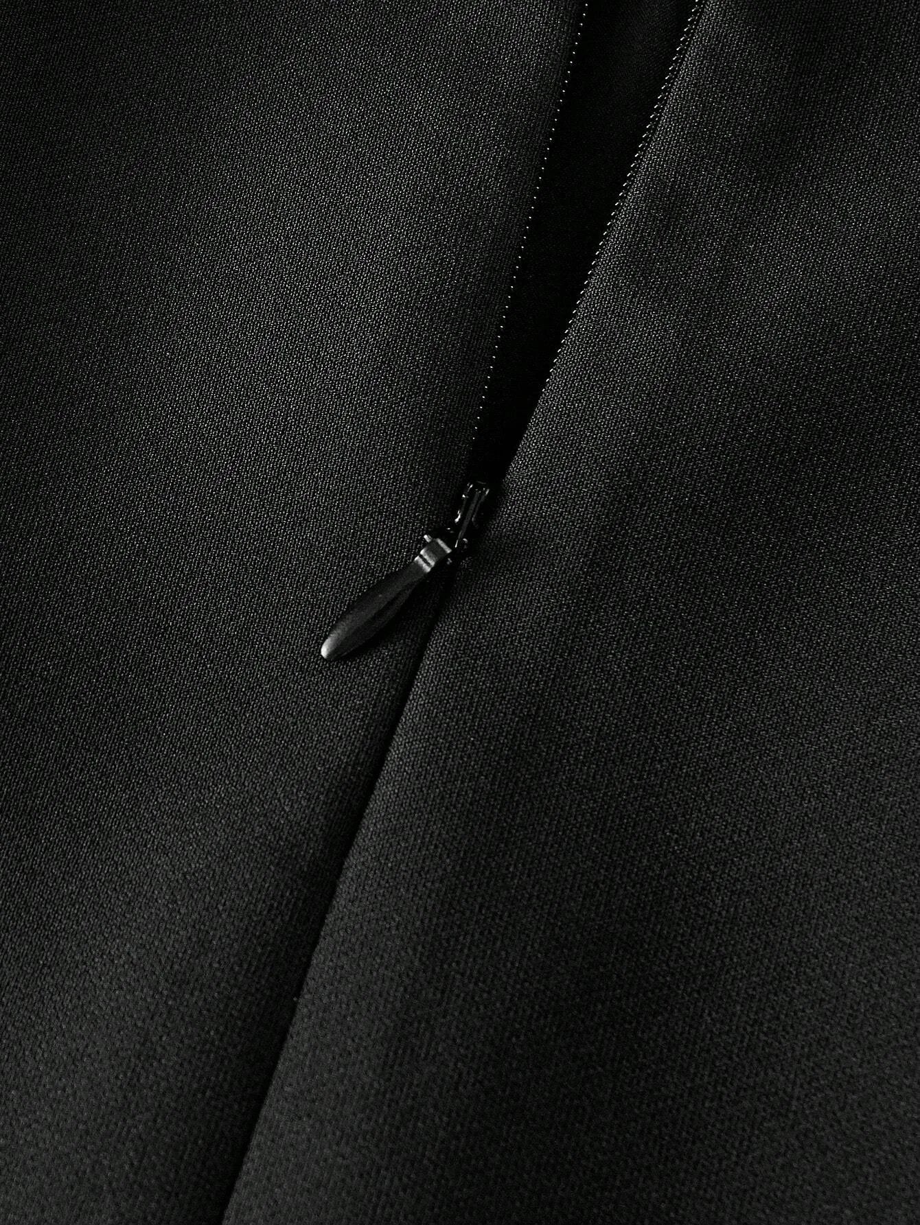 PREMIUM CONTRAST SEQUIN FLORAL PATTERN SPLIT BACK SLIM FIT TUBE DRESS