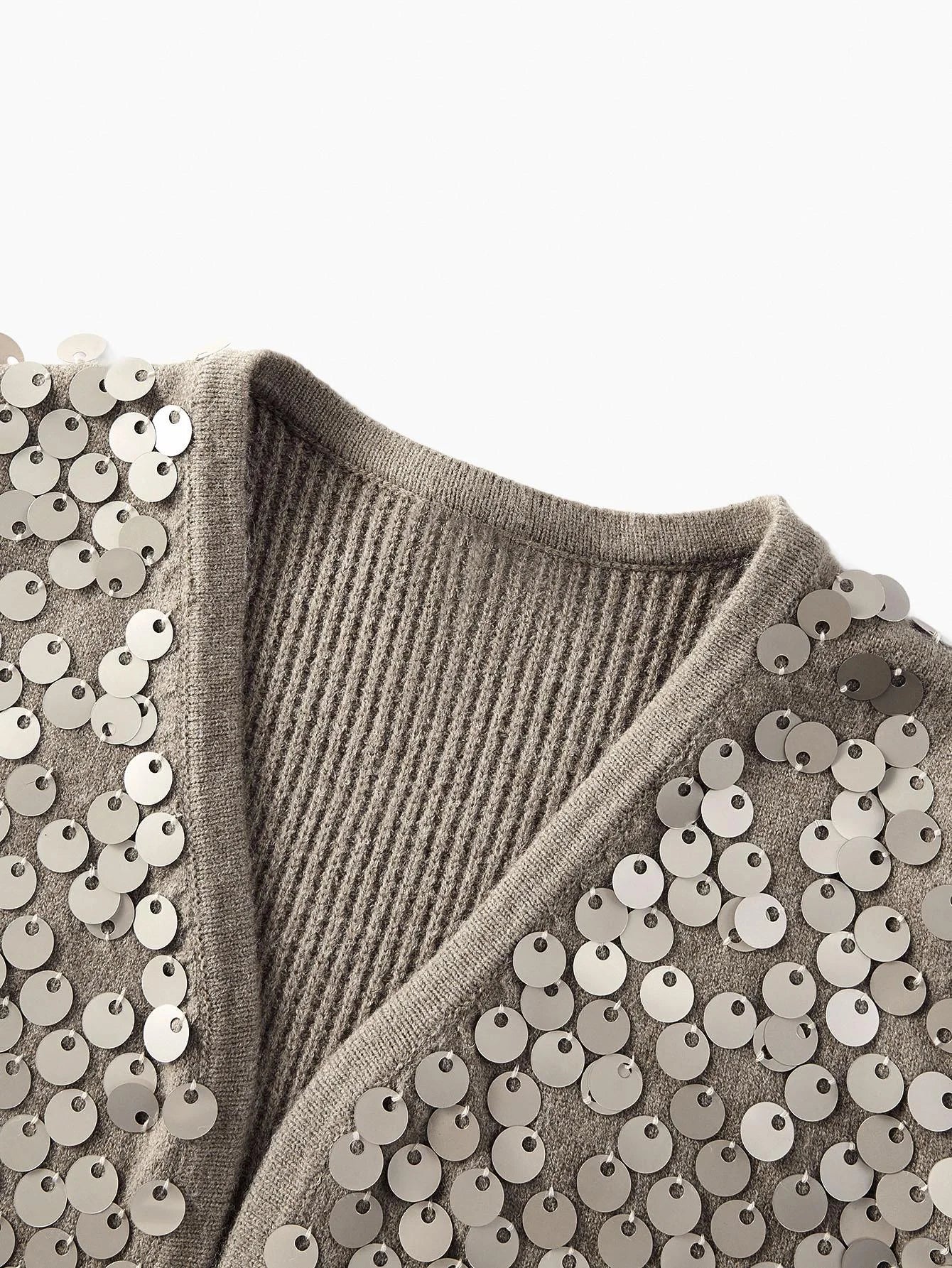 PREMIUM CONTRAST SEQUIN LONG SLEEVE CARDIGAN