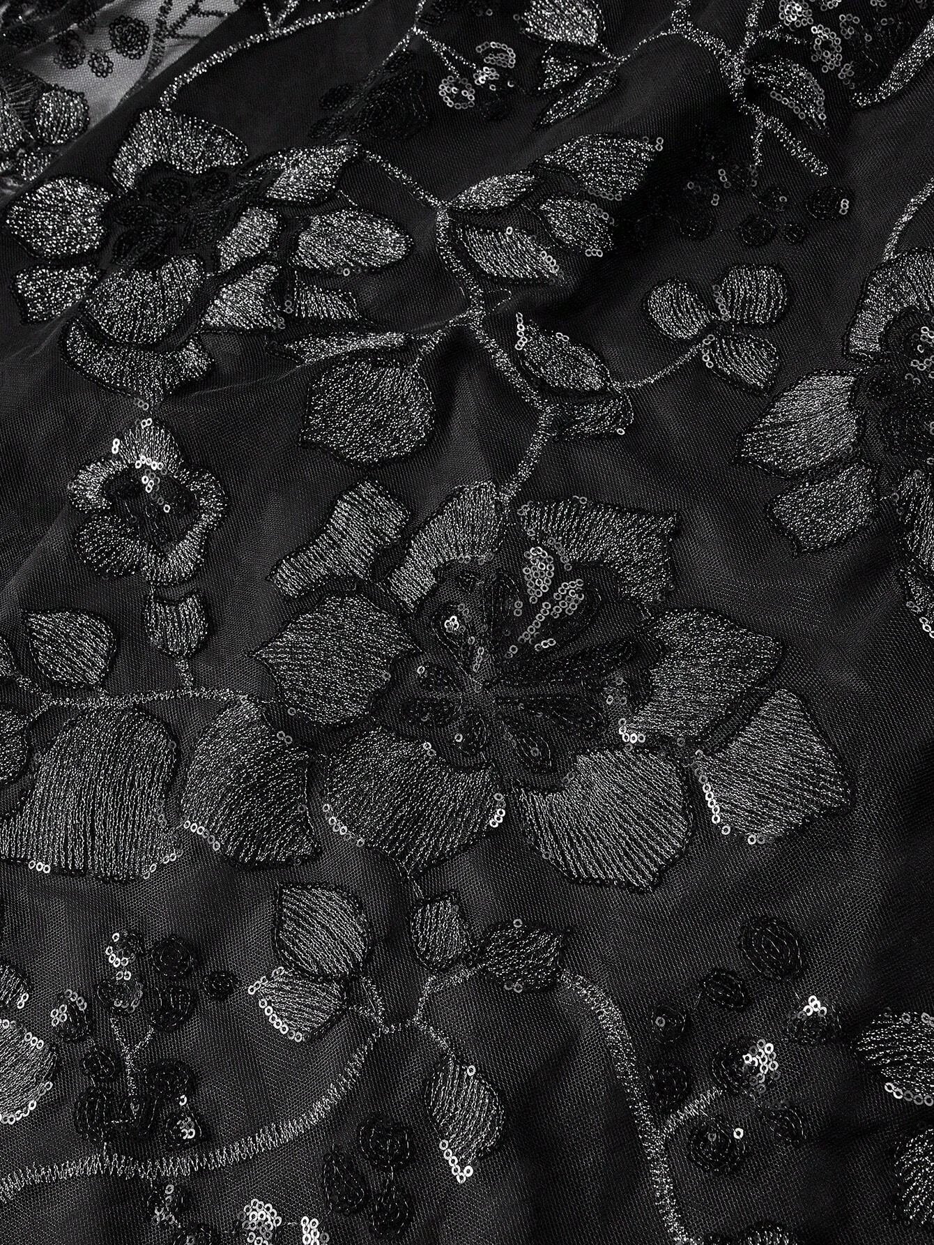 PREMIUM CONTRAST SEQUIN MESH OVERLAY FLARE HEM TUBE DRESSHOLIDAY PARTY BIRTHDAY FORMAL EVENING