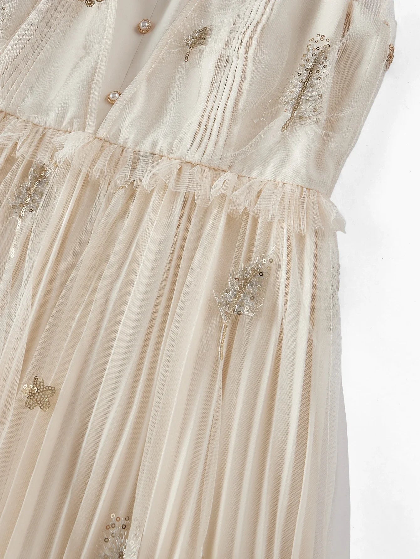 PREMIUM CONTRAST SEQUIN PLEATED CAMI DRESS