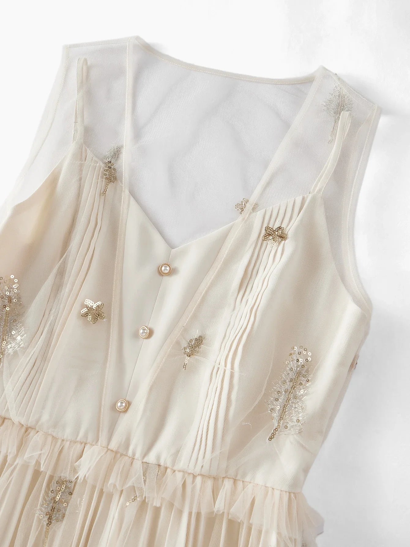 PREMIUM CONTRAST SEQUIN PLEATED CAMI DRESS