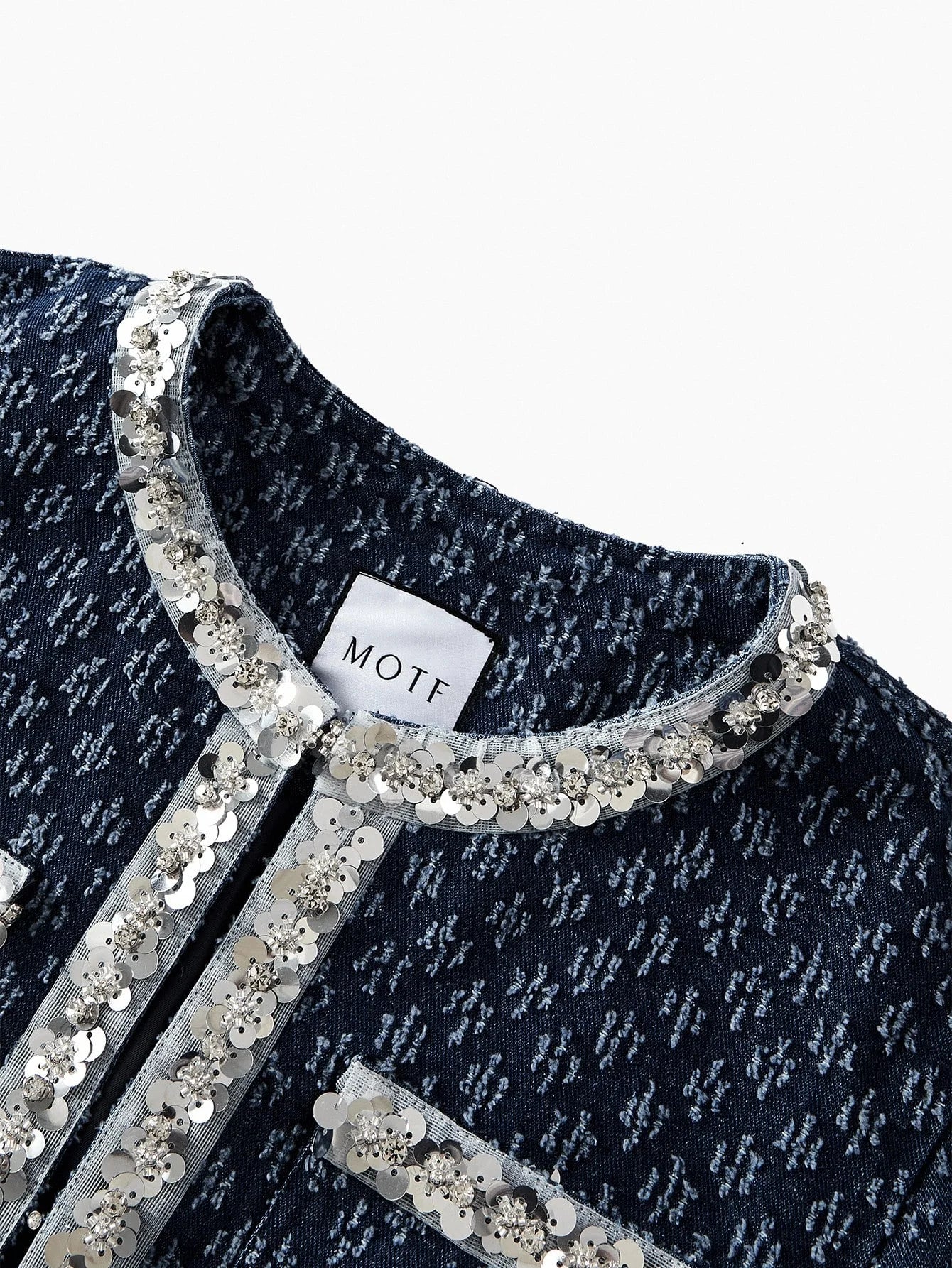 PREMIUM CONTRAST SEQUIN POCKET TOP amp SKIRT DENIM OUTFIT