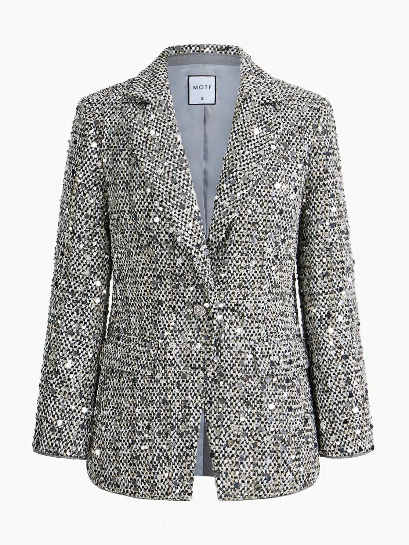 PREMIUM CONTRAST SEQUIN STRUCTURED BLAZER