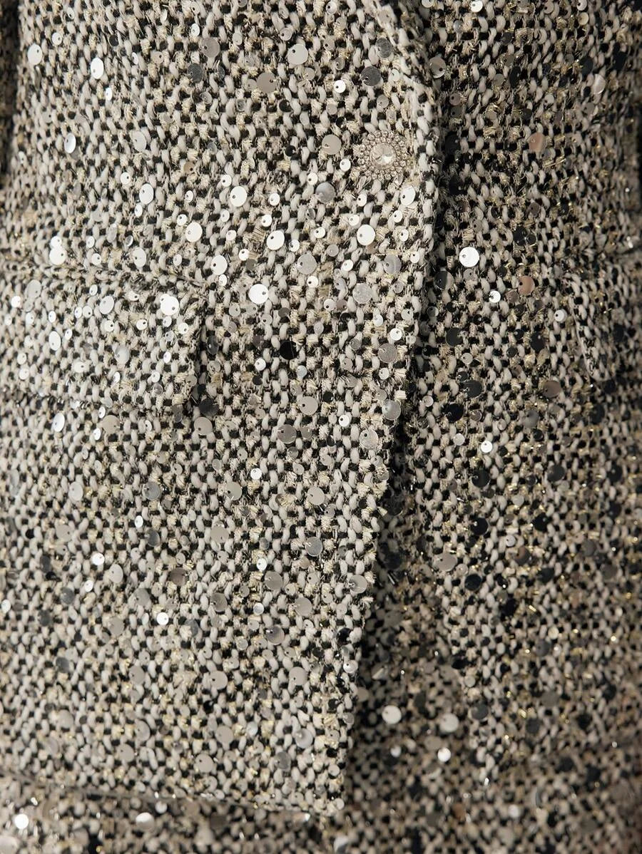 PREMIUM CONTRAST SEQUIN STRUCTURED BLAZER