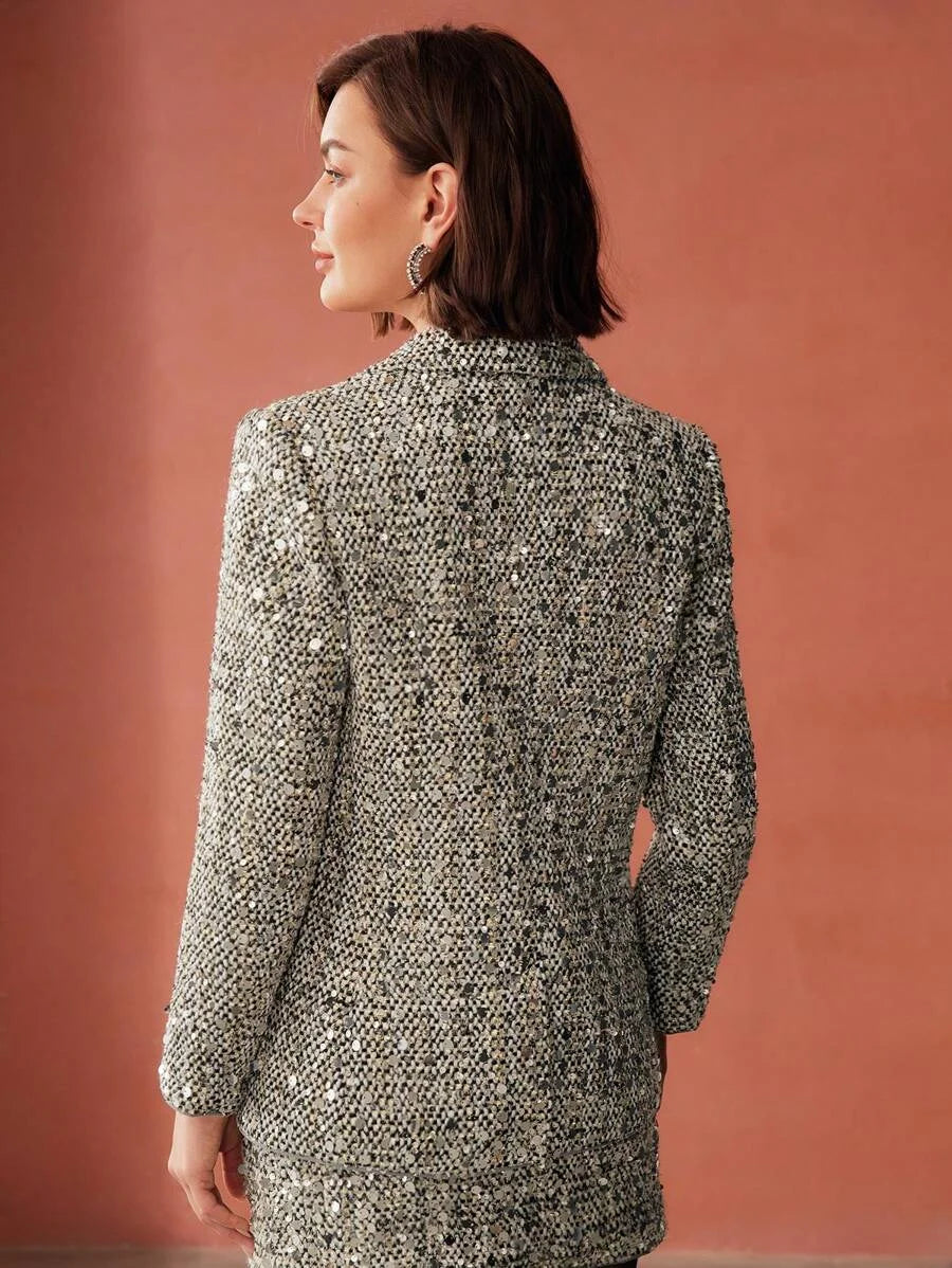 PREMIUM CONTRAST SEQUIN STRUCTURED BLAZER