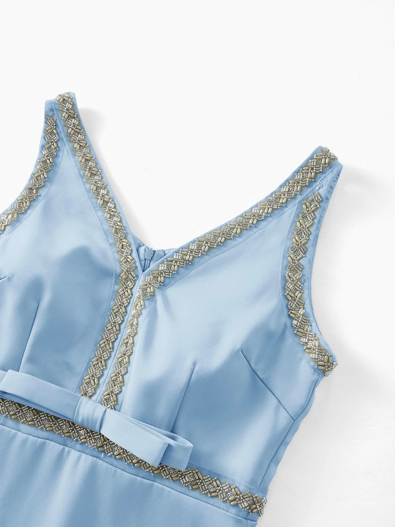 PREMIUM CONTRAST TAPE BOW FRONT SHORT DRESS