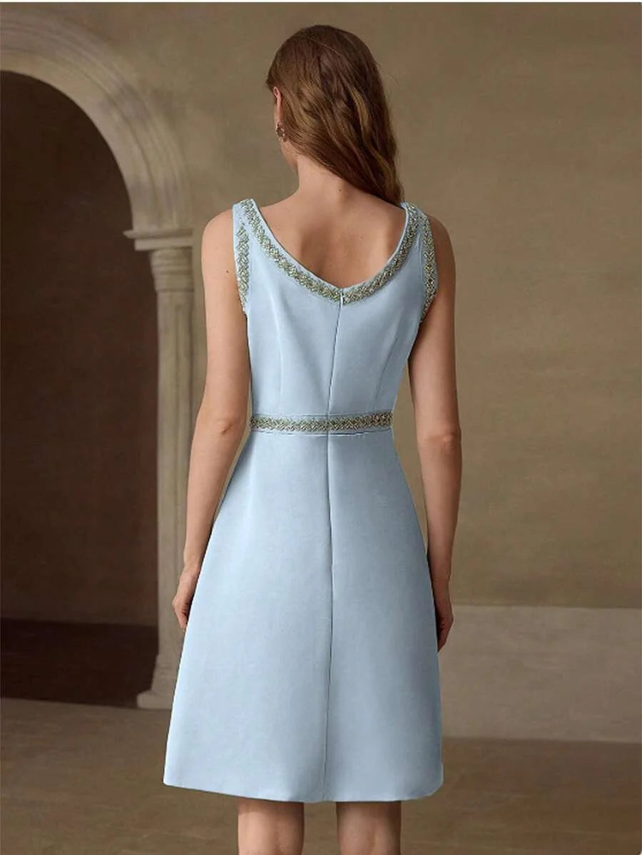 PREMIUM CONTRAST TAPE BOW FRONT SHORT DRESS