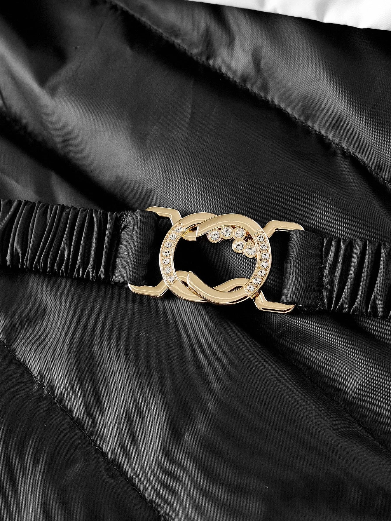 PREMIUM CONTRAST WATERFALL COLLAR DOUBLE BREASTED PLACKET BELTED WINTER COAT