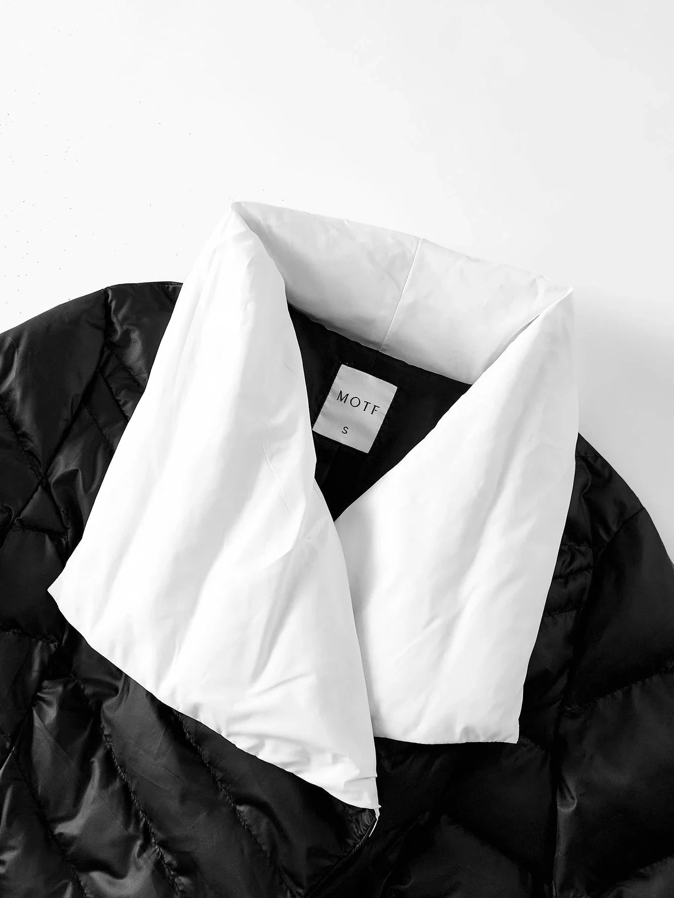 PREMIUM CONTRAST WATERFALL COLLAR DOUBLE BREASTED PLACKET BELTED WINTER COAT