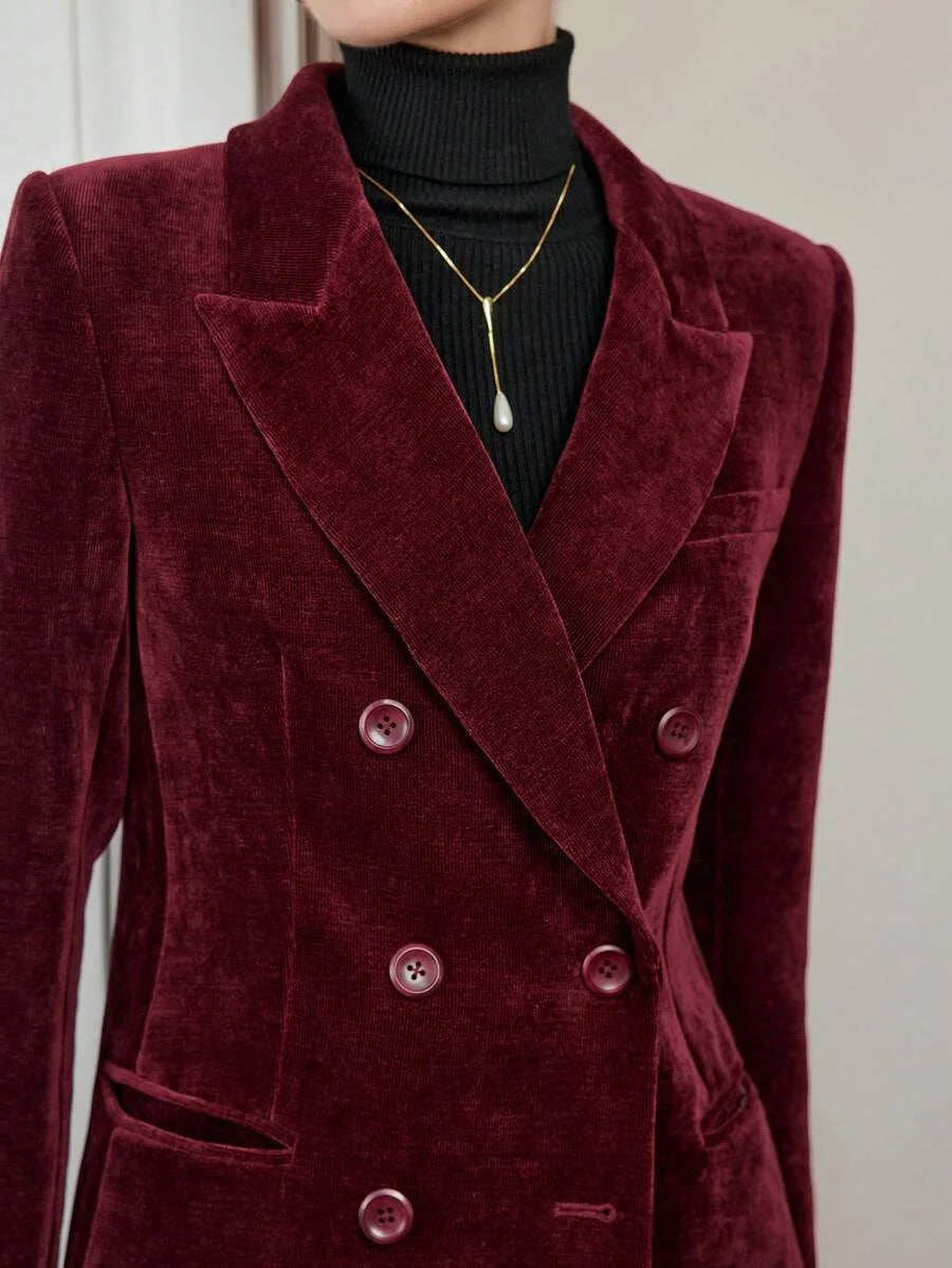 PREMIUM CORDUROY PEAK COLLAR DOUBLE BREASTED PLACKET BLAZER