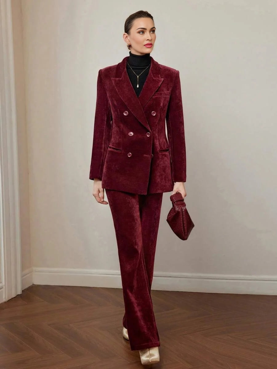 PREMIUM CORDUROY PEAK COLLAR DOUBLE BREASTED PLACKET BLAZER