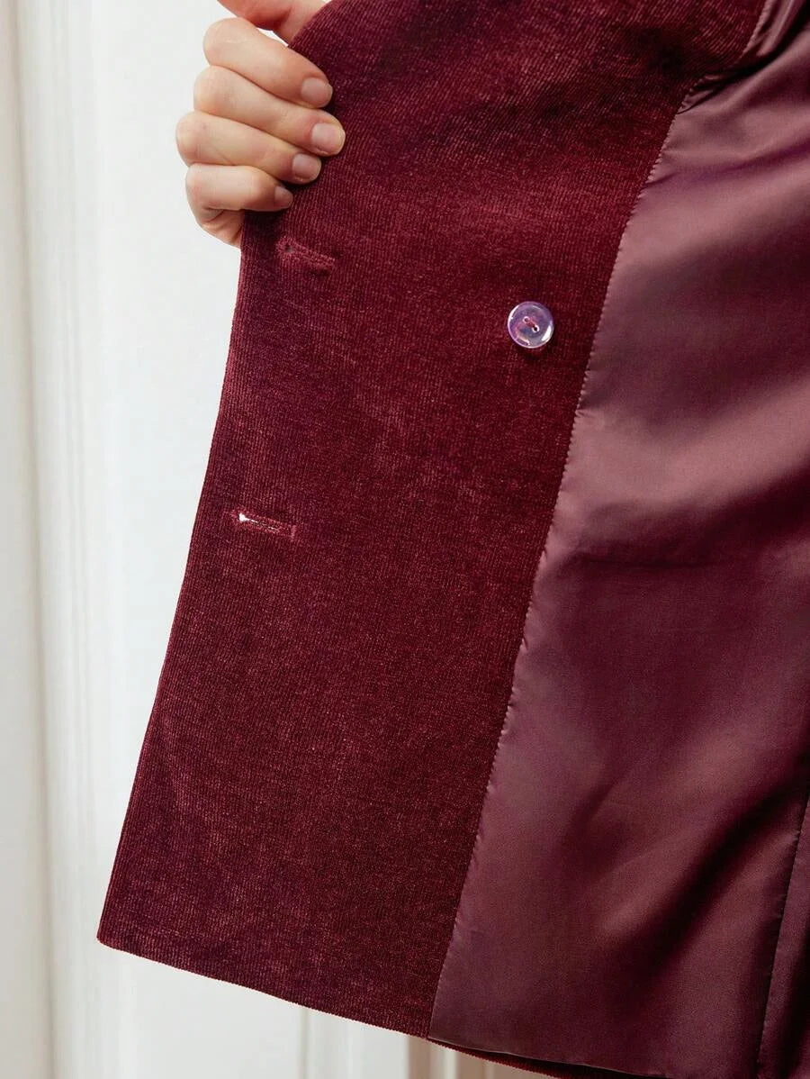 PREMIUM CORDUROY PEAK COLLAR DOUBLE BREASTED PLACKET BLAZER