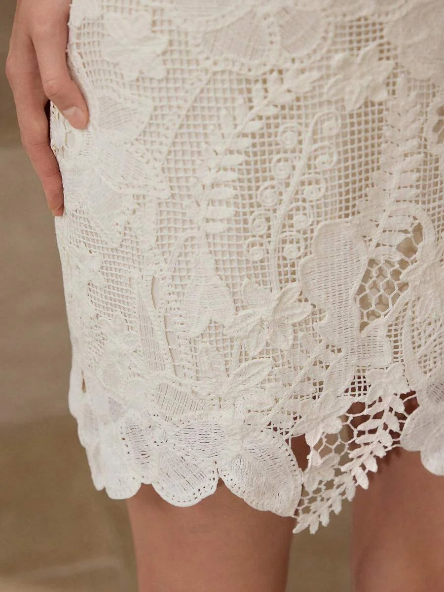 PREMIUM CROCHET FLORAL PATTERN SLEEVELESS DRESS