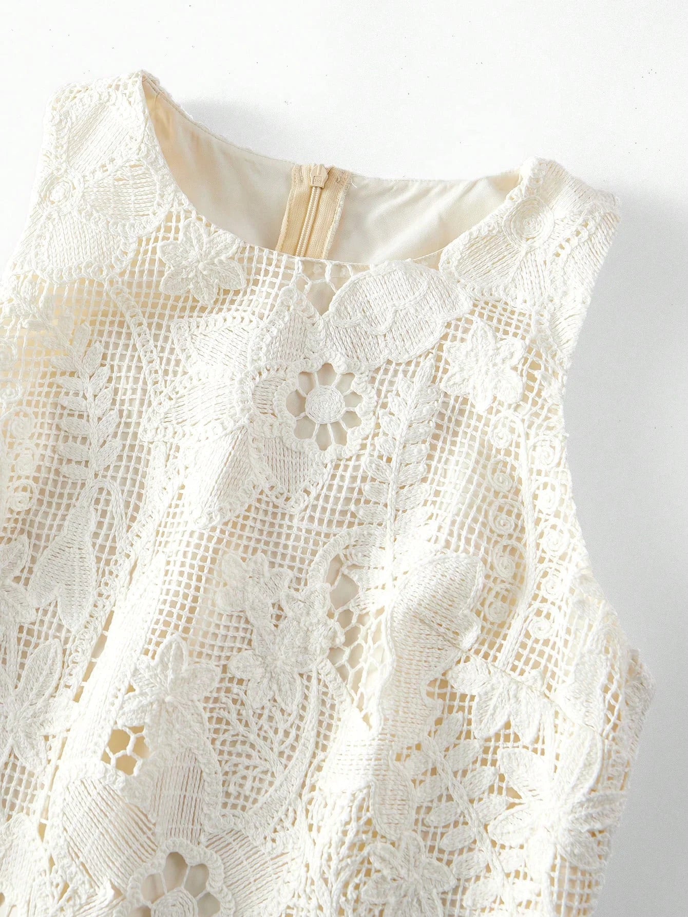 PREMIUM CROCHET FLORAL PATTERN SLEEVELESS DRESS