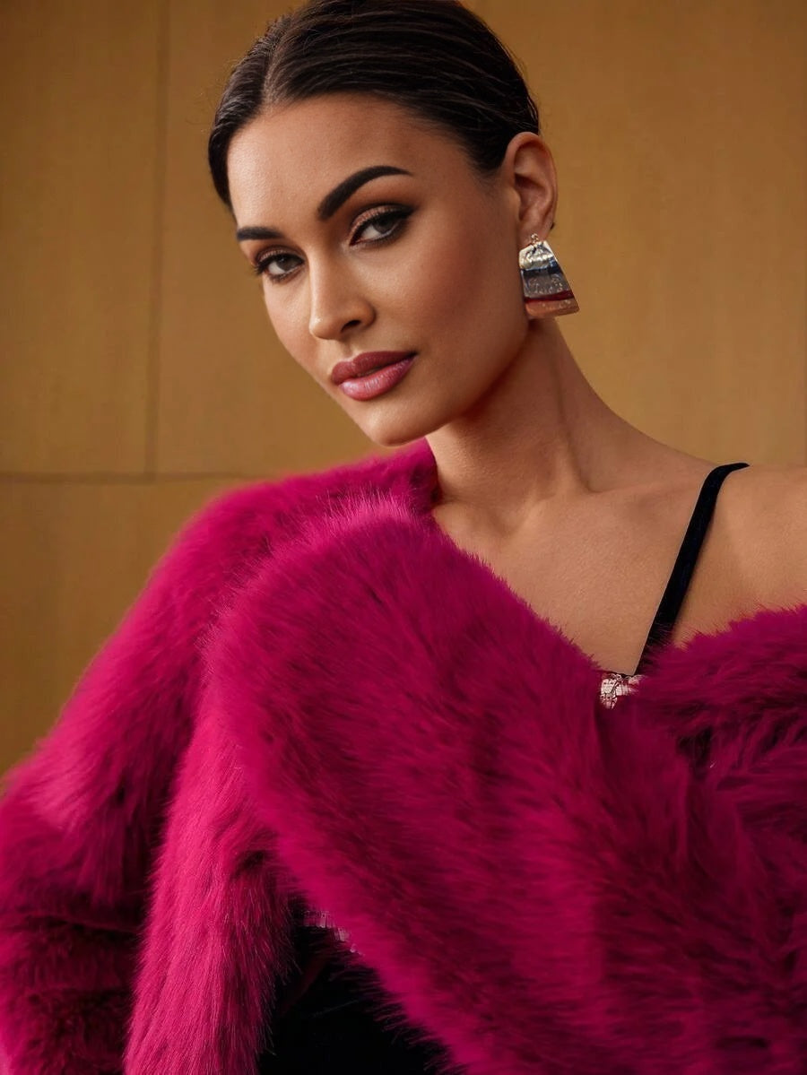 PREMIUM CROP LONG SLEEVE FAUX FUR COAT