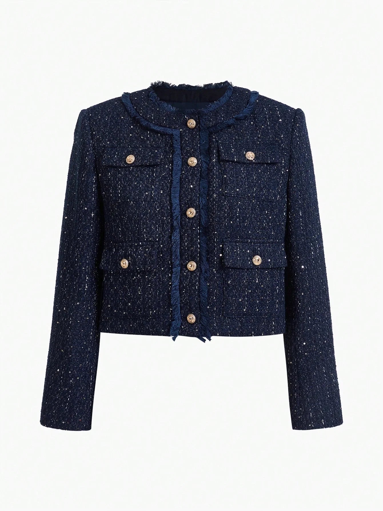 PREMIUM CROPPED GLITTER TWEED JACKET