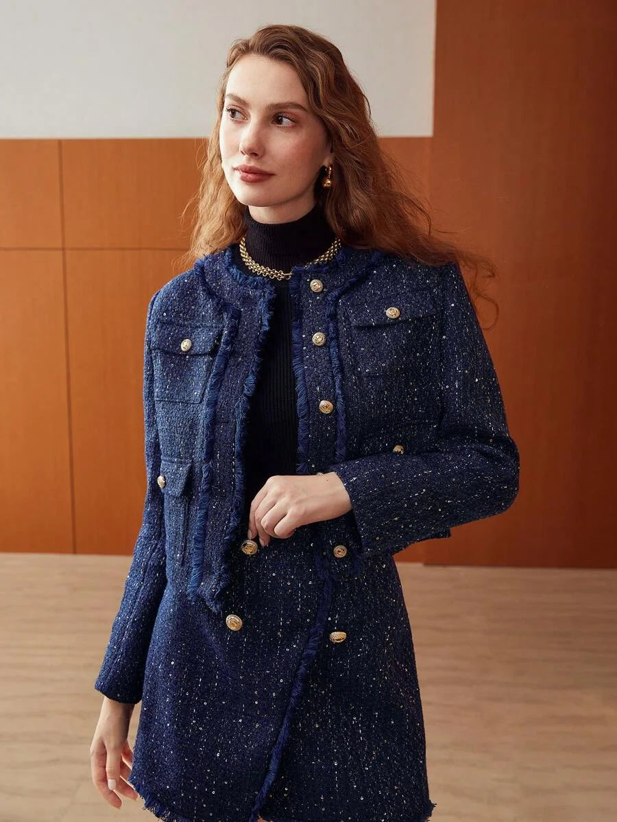 PREMIUM CROPPED GLITTER TWEED JACKET