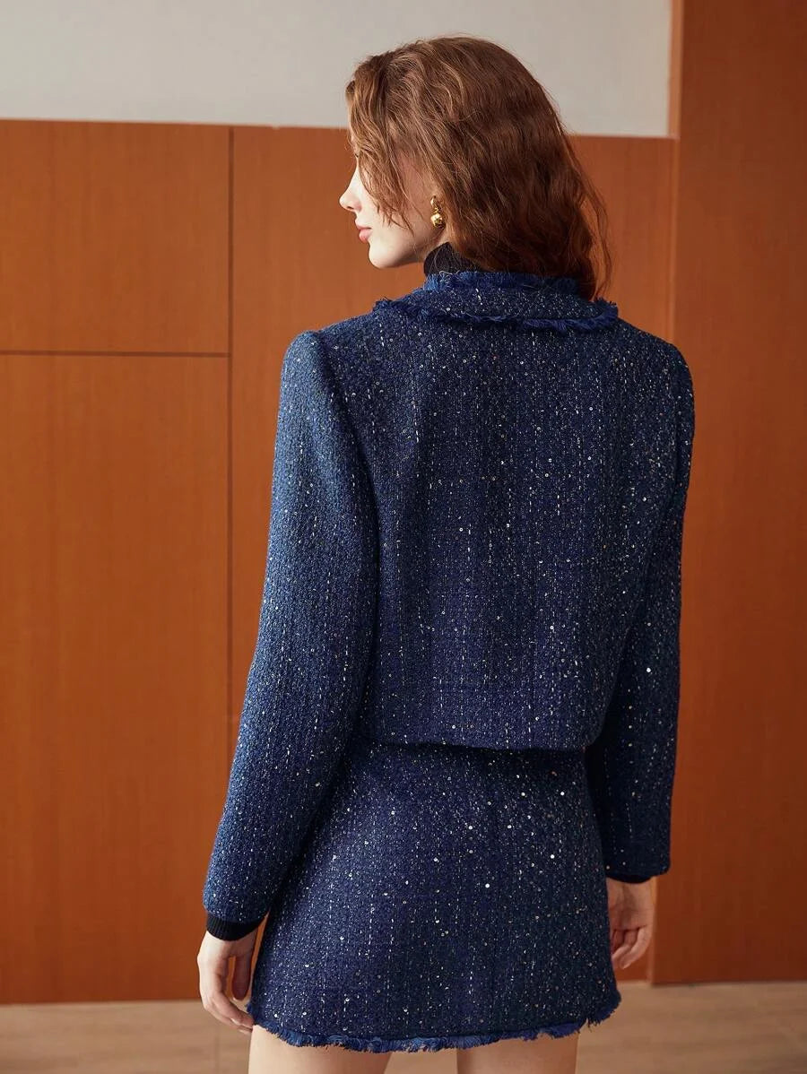 PREMIUM CROPPED GLITTER TWEED JACKET