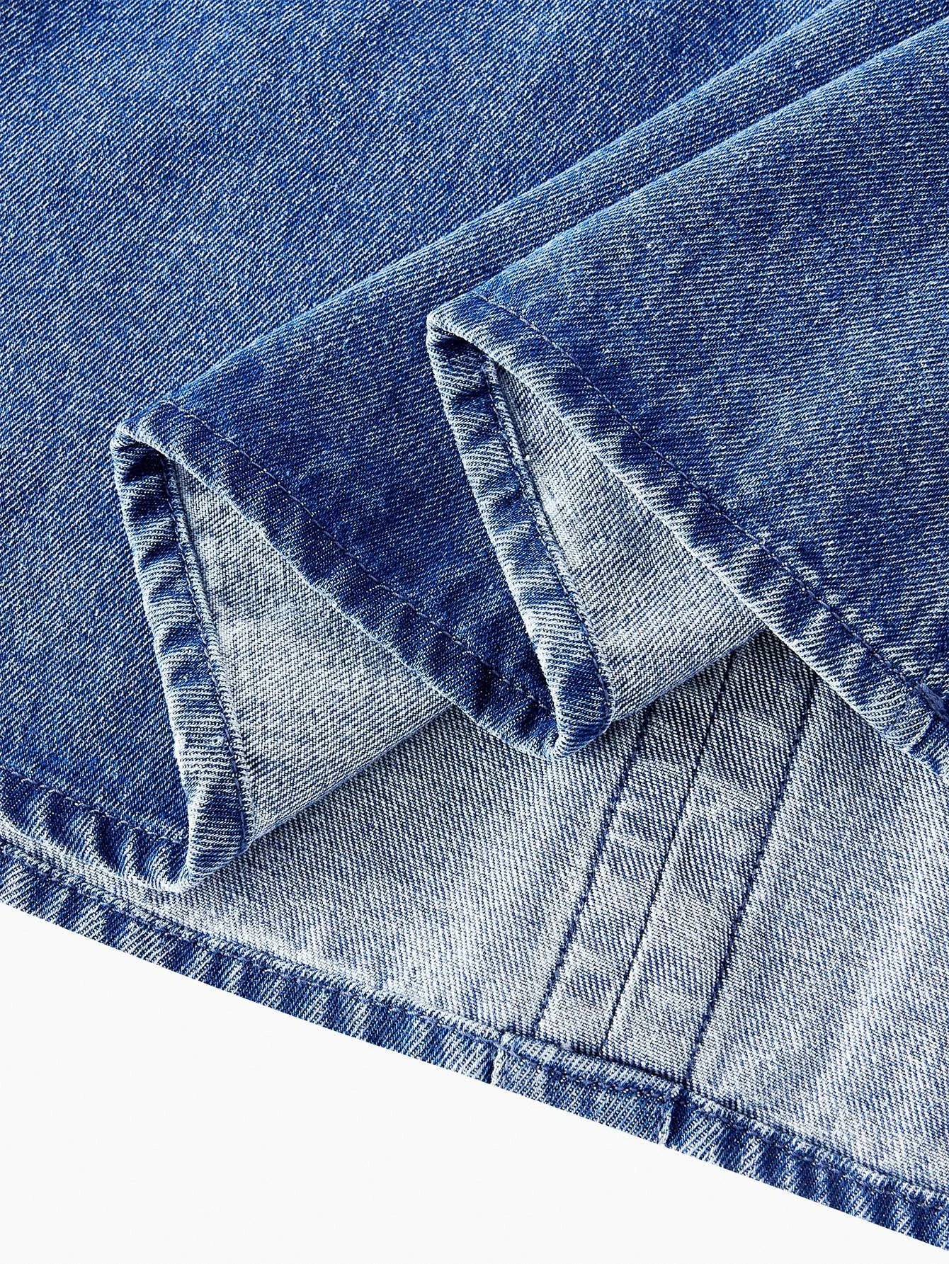 PREMIUM CUTOUT WAIST FLARE HEM SLEEVELESS DENIM DRESS