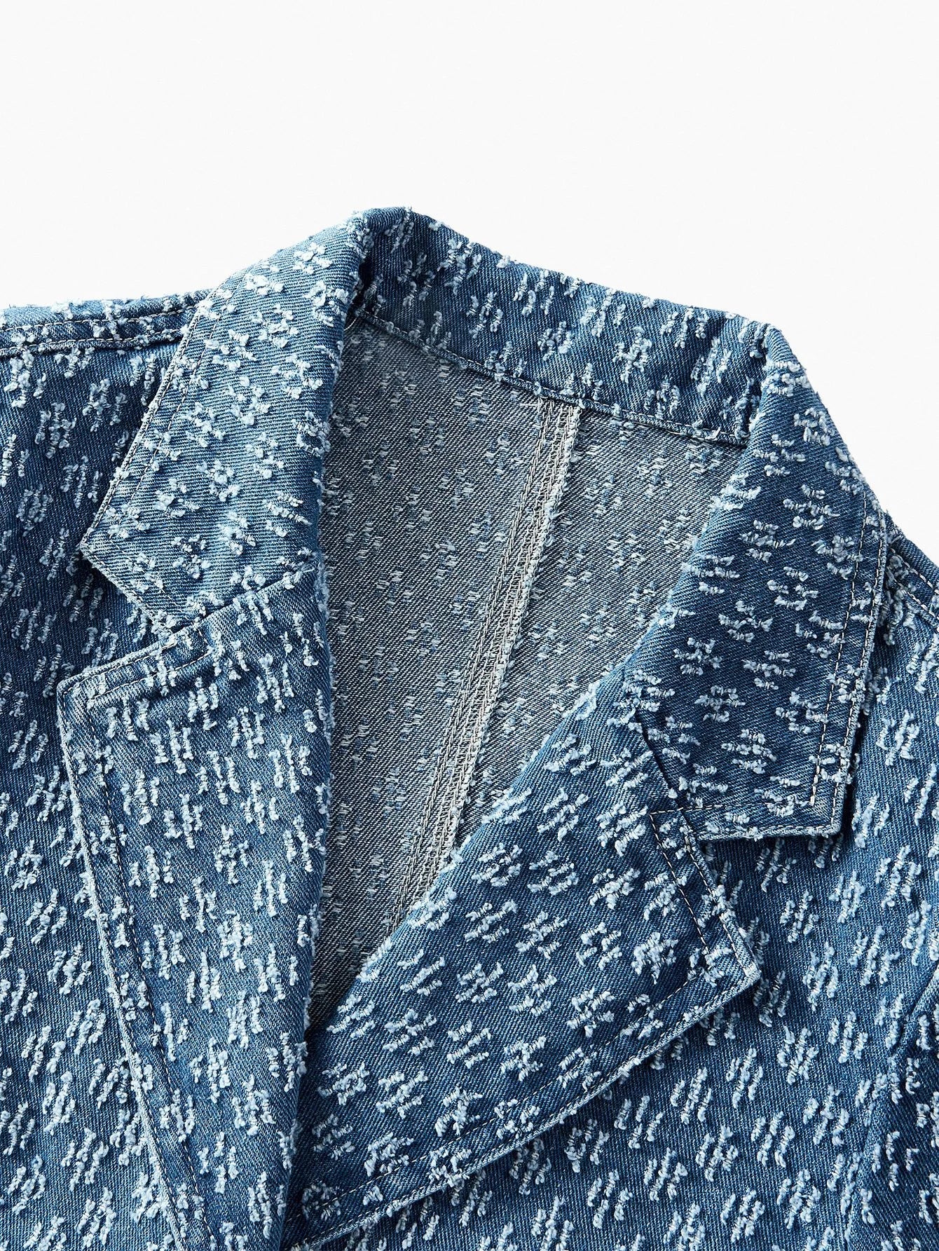 PREMIUM DENIM JACQUARD LAPEL COLLAR RAW EDGE JACKET amp MAXI SKIRT SET FALL WINTER