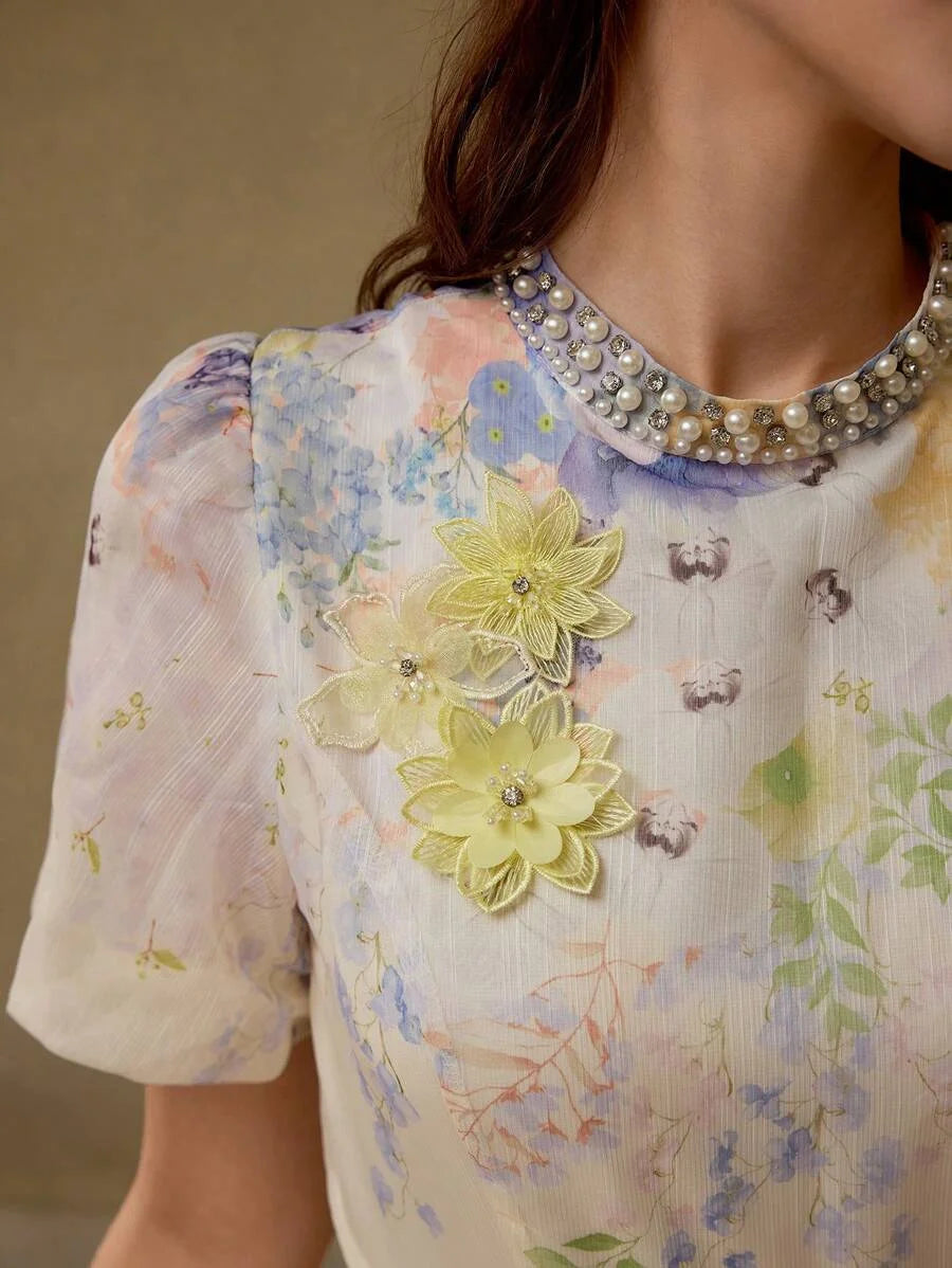 PREMIUM DITSY FLORAL BELTED DRESS