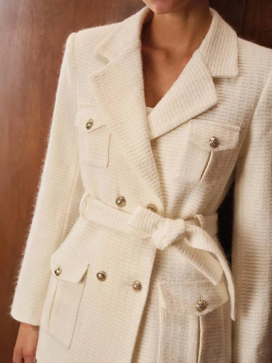 PREMIUM DOUBLE BREASTED BELTED BLAZER