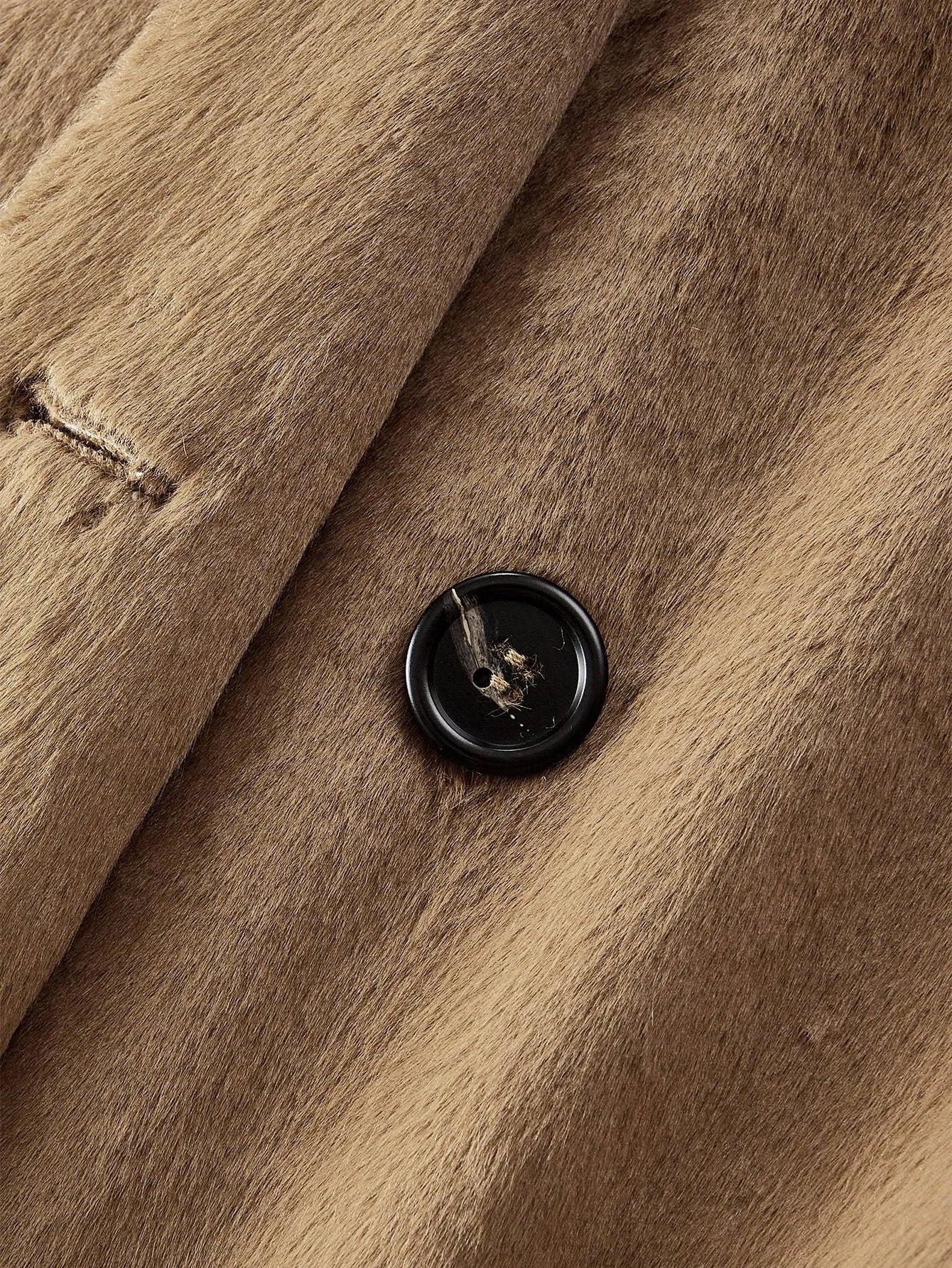 PREMIUM DOUBLE BREASTED BELTED FAUX FUR COAT