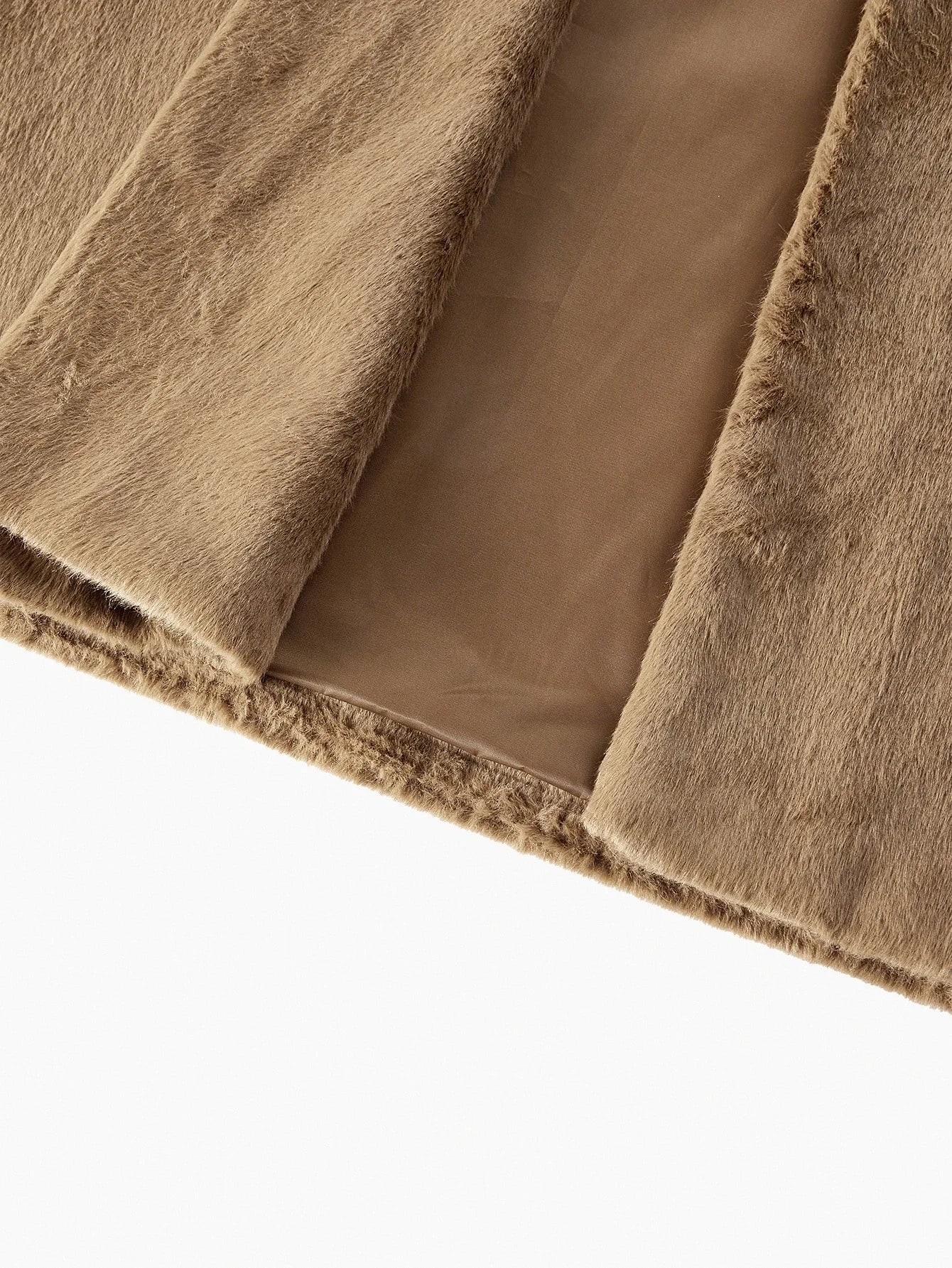 PREMIUM DOUBLE BREASTED BELTED FAUX FUR COAT