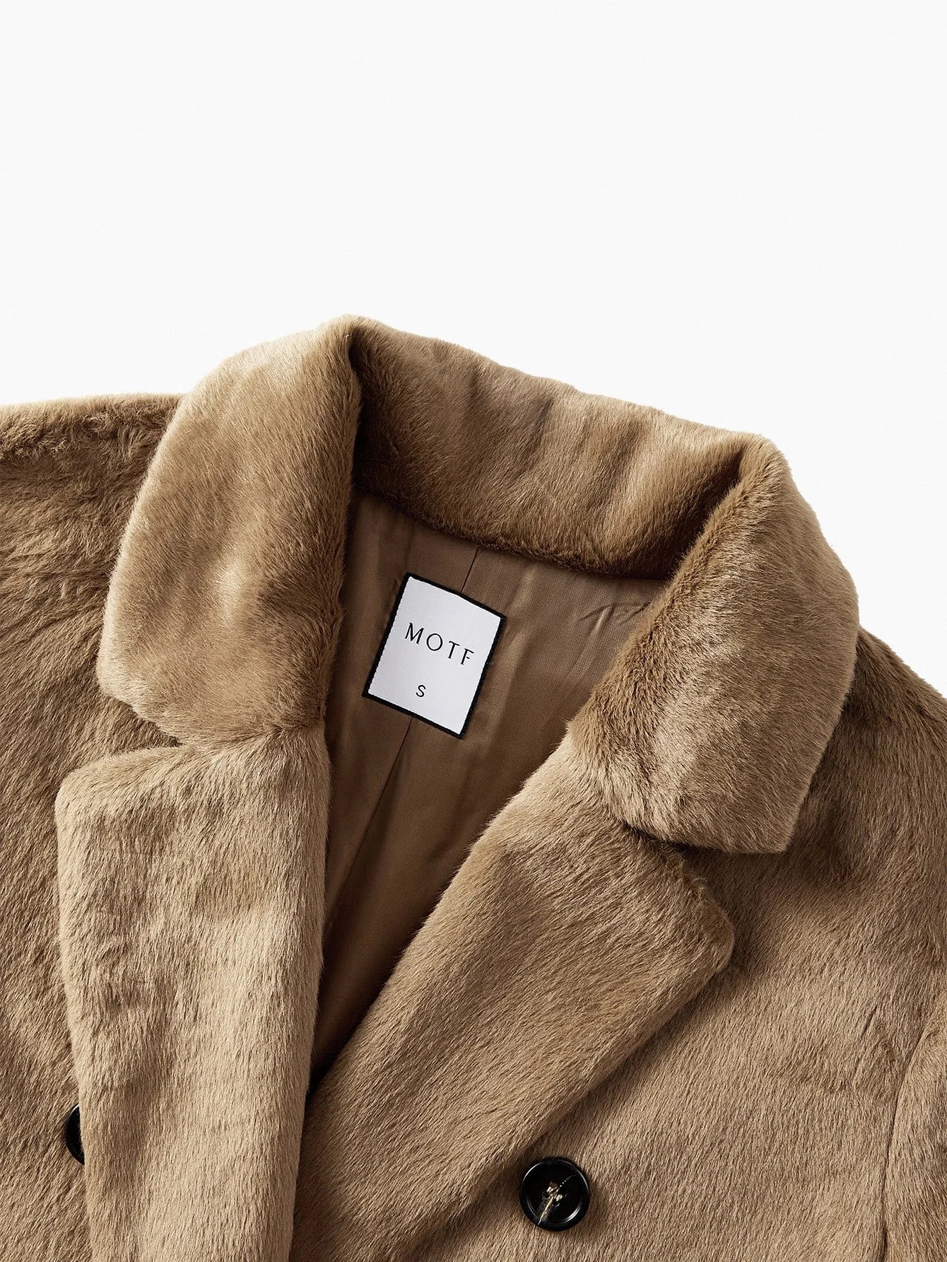 PREMIUM DOUBLE BREASTED BELTED FAUX FUR COAT