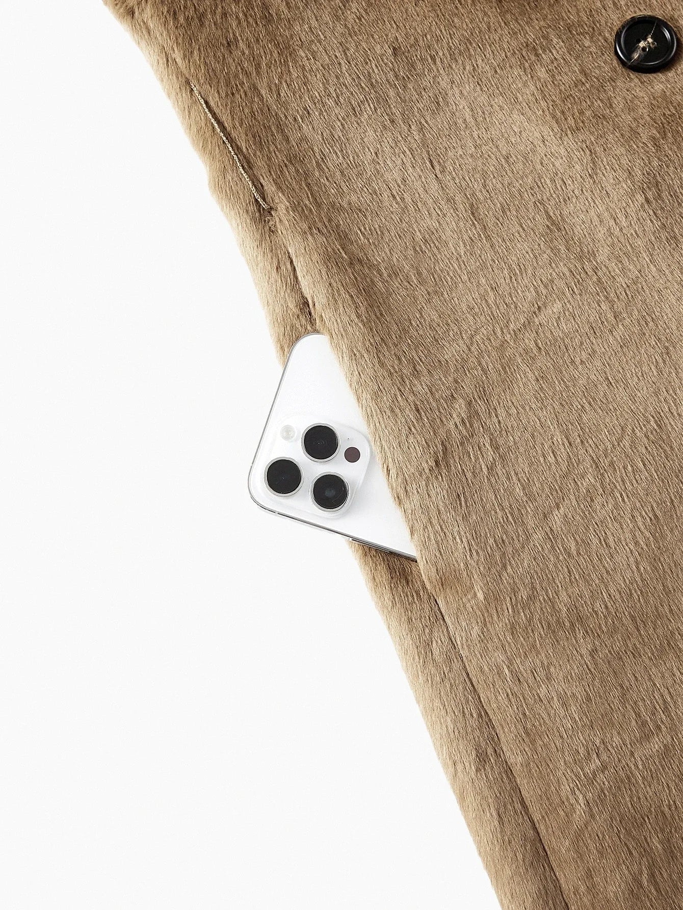 PREMIUM DOUBLE BREASTED BELTED FAUX FUR COAT