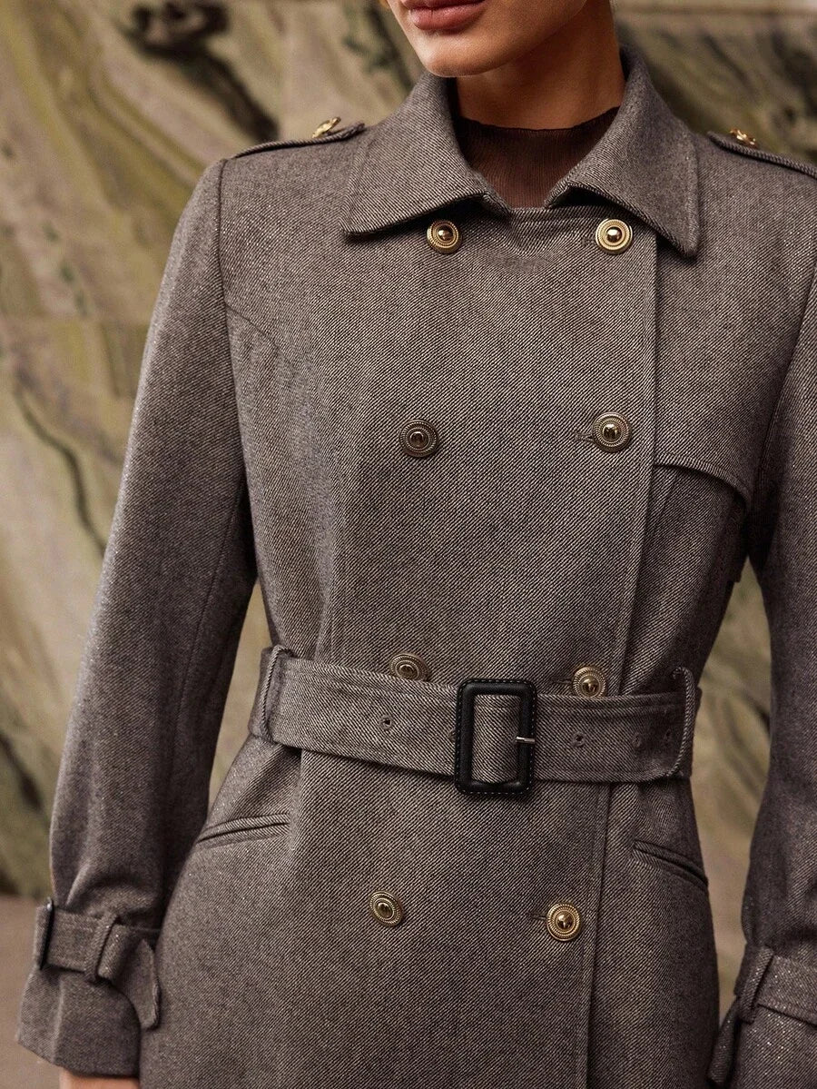 PREMIUM DOUBLE BREASTED BELTED OVERCOAT