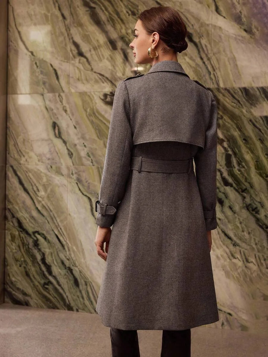 PREMIUM DOUBLE BREASTED BELTED OVERCOAT