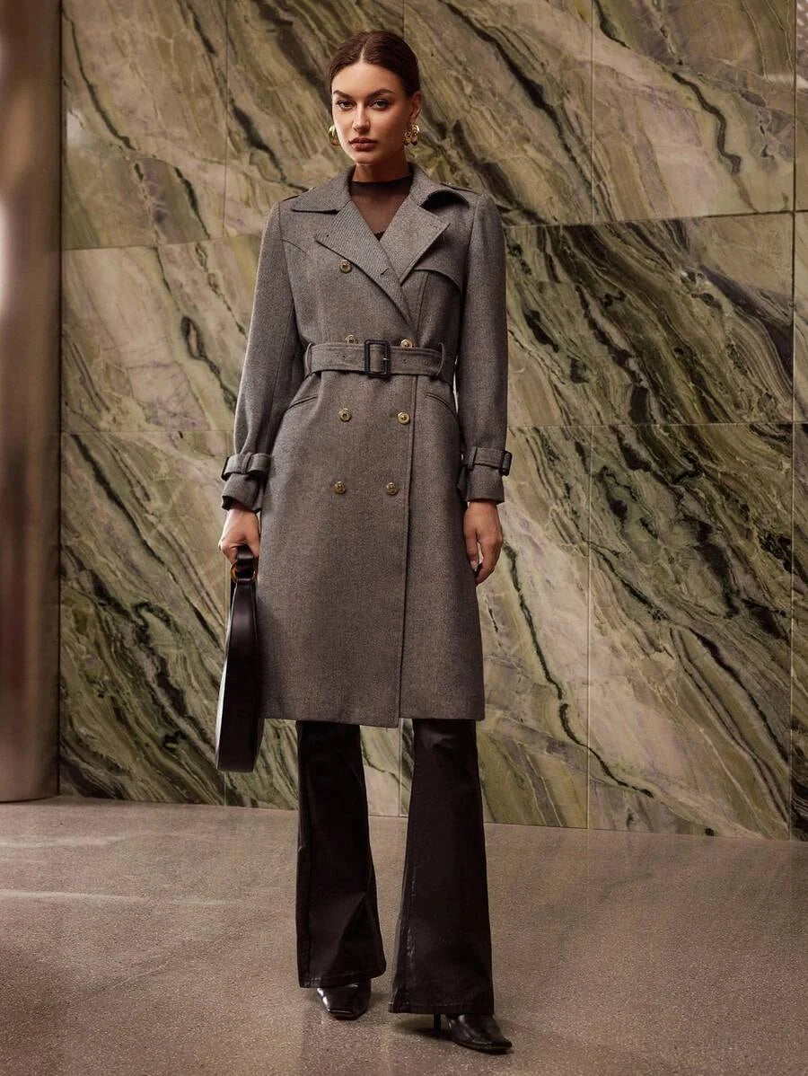 PREMIUM DOUBLE BREASTED BELTED OVERCOAT