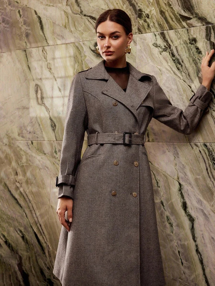 PREMIUM DOUBLE BREASTED BELTED OVERCOAT