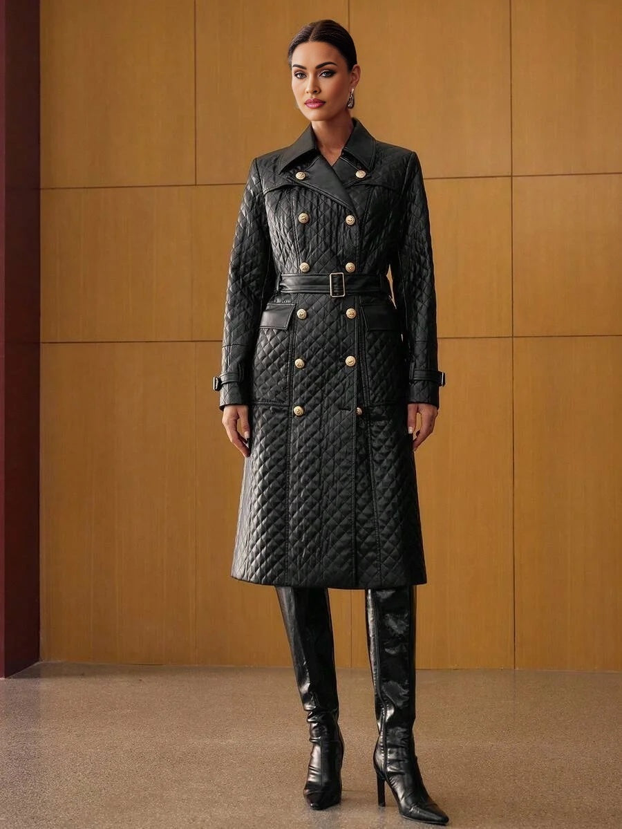 PREMIUM DOUBLE BREASTED BELTED PADDED WINTER COAT