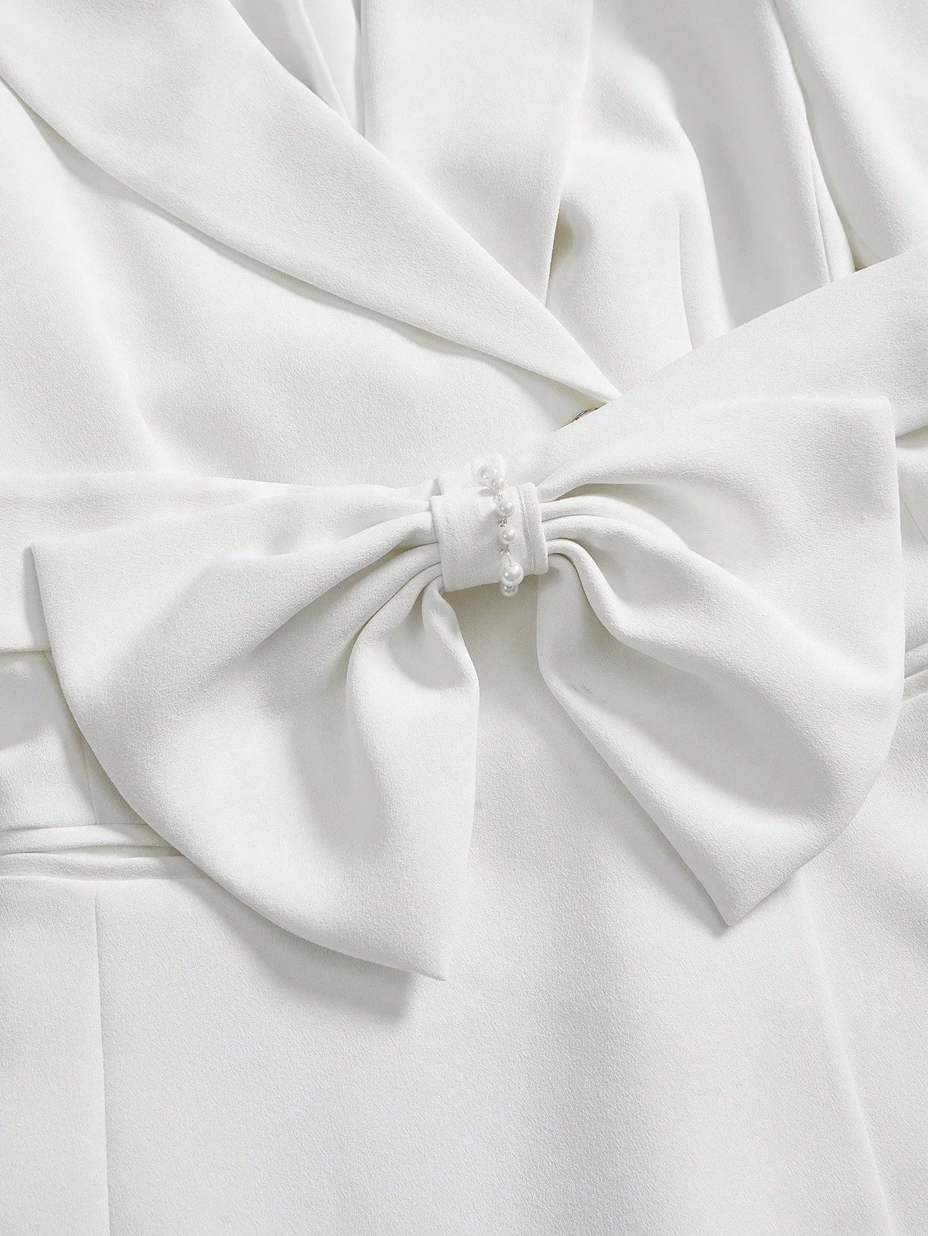 PREMIUM DOUBLE BREASTED BOW DECOR BELTED BLAZER