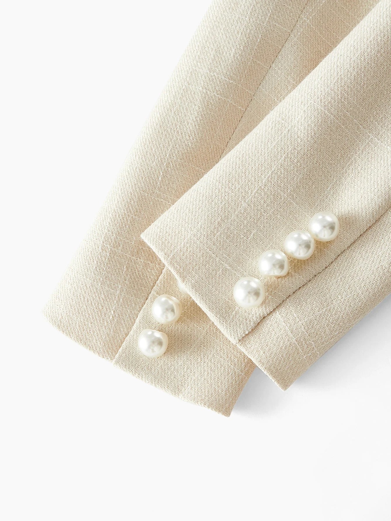 PREMIUM DOUBLE BREASTED FAUX PEARL DETAIL BLAZER