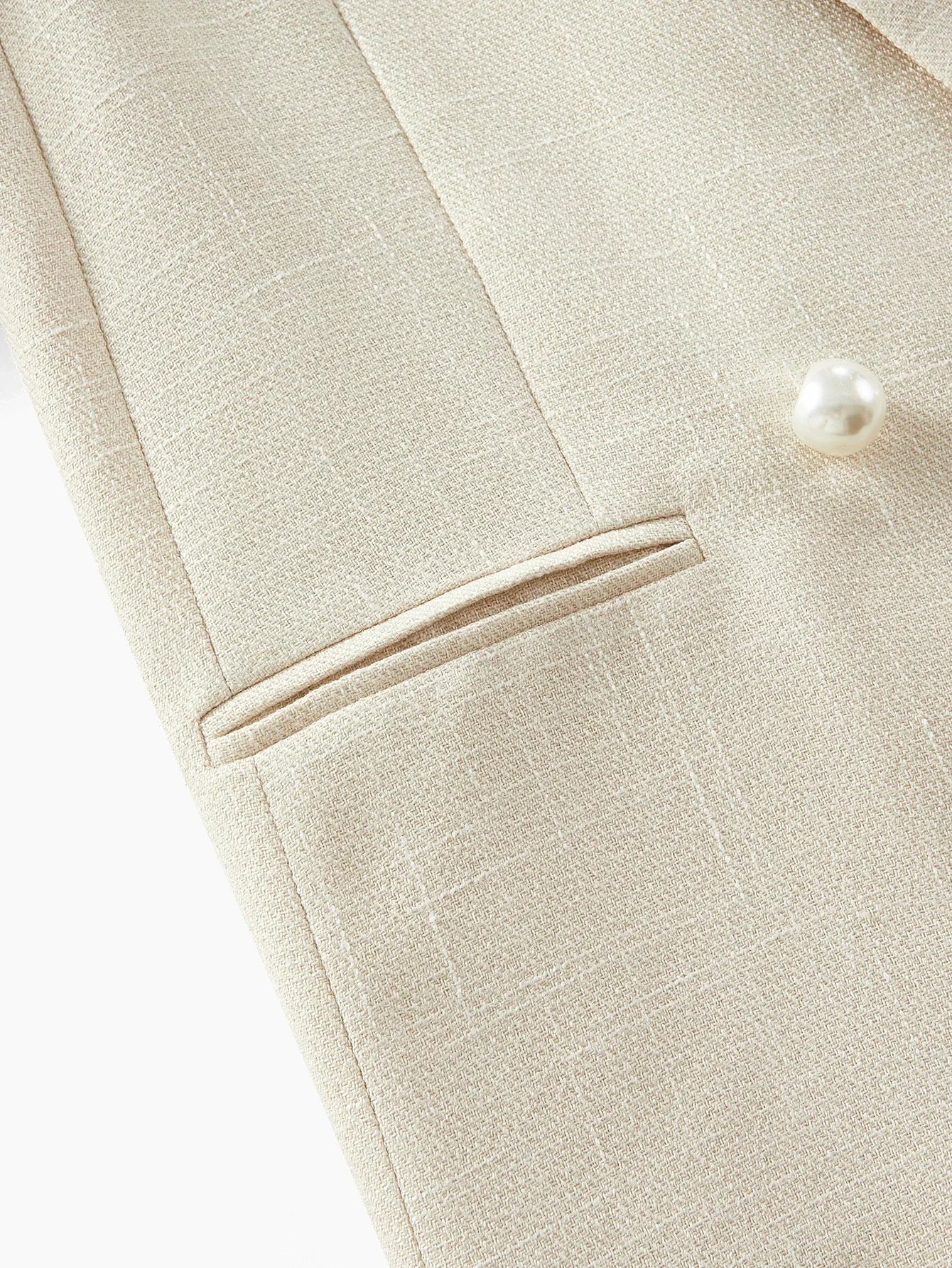 PREMIUM DOUBLE BREASTED FAUX PEARL DETAIL BLAZER