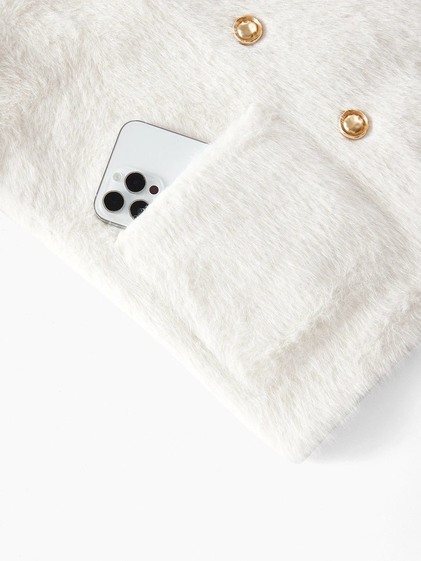 PREMIUM DOUBLE BREASTED LONG SLEEVE FAUX FUR COAT