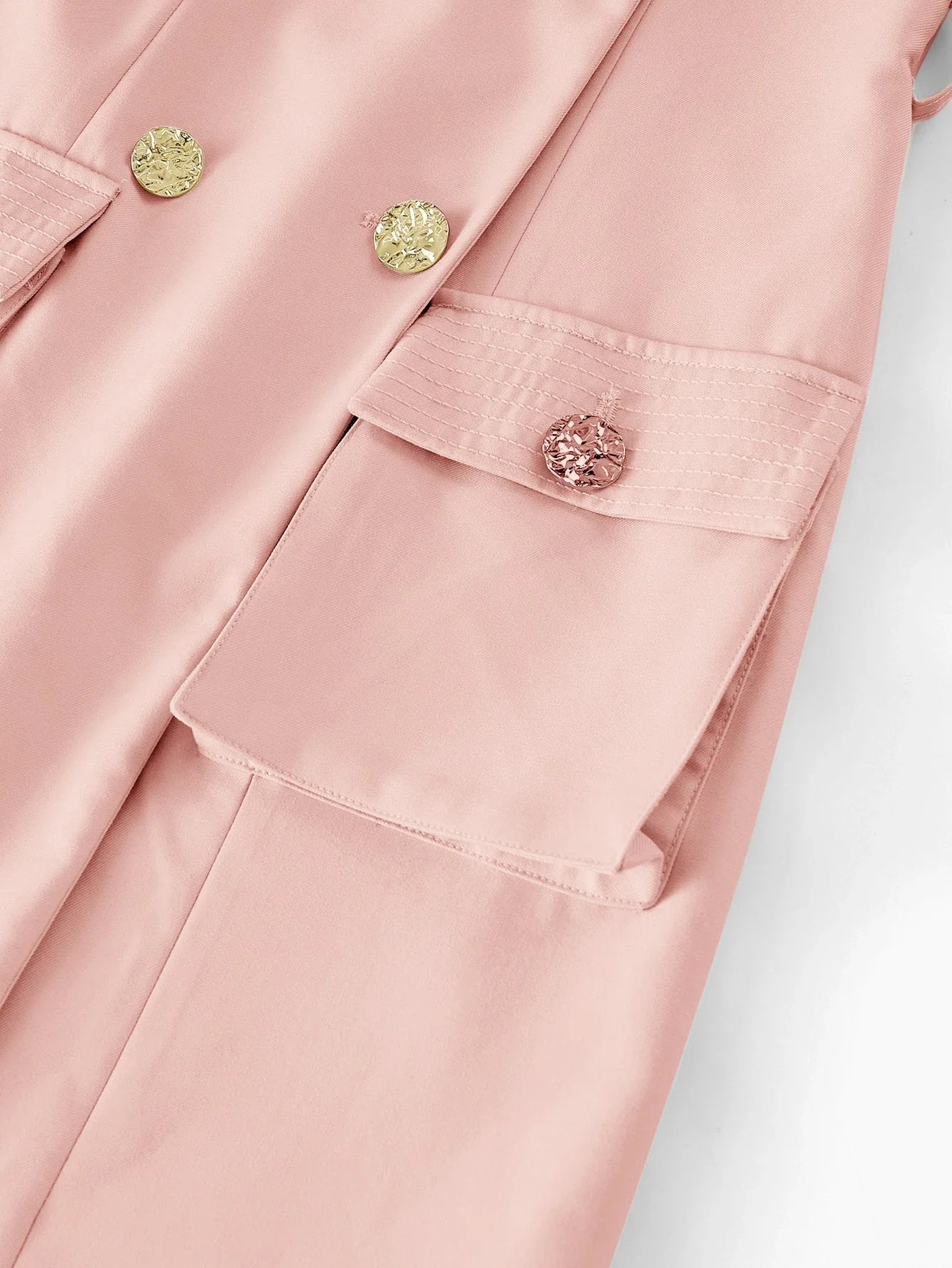 PREMIUM DOUBLE BREASTED SLEEVELESS BELTED DRESS